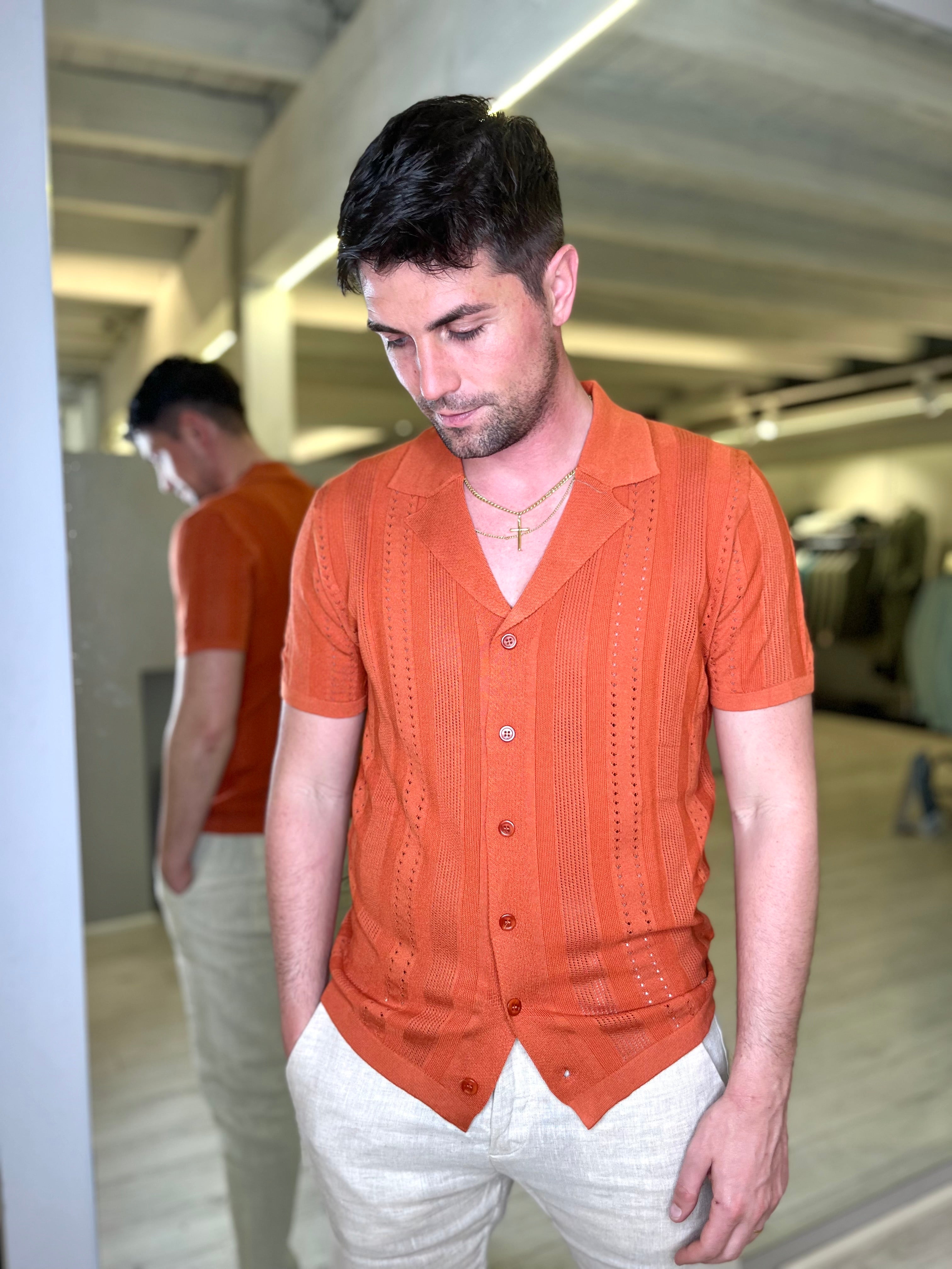 Polo in maglia rust
