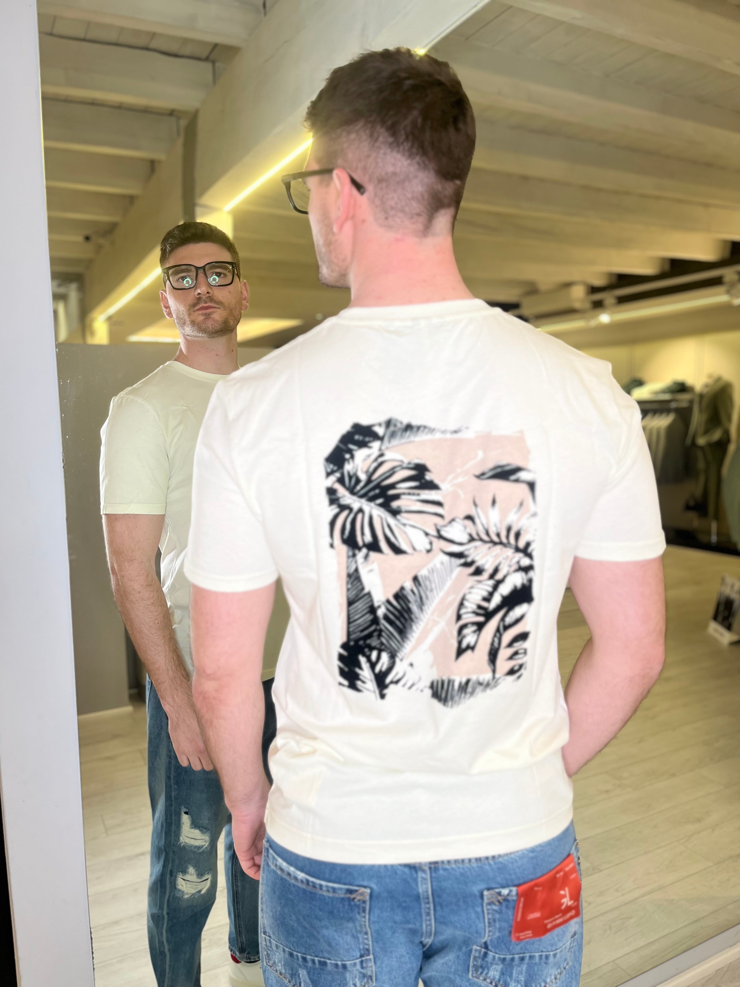 T-shirt in jersey di cotone con stampa