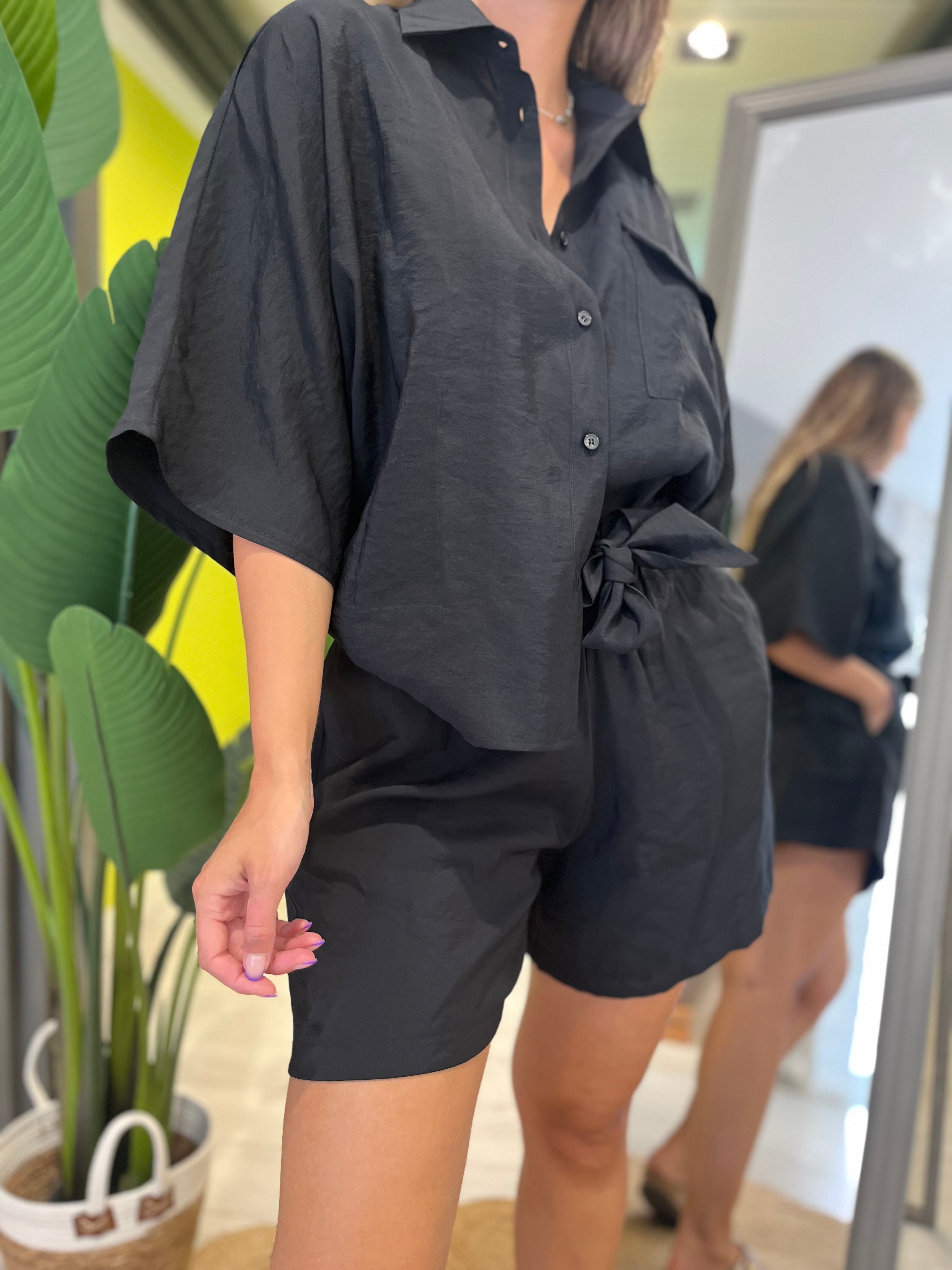 Shorts con elastico in vita nero