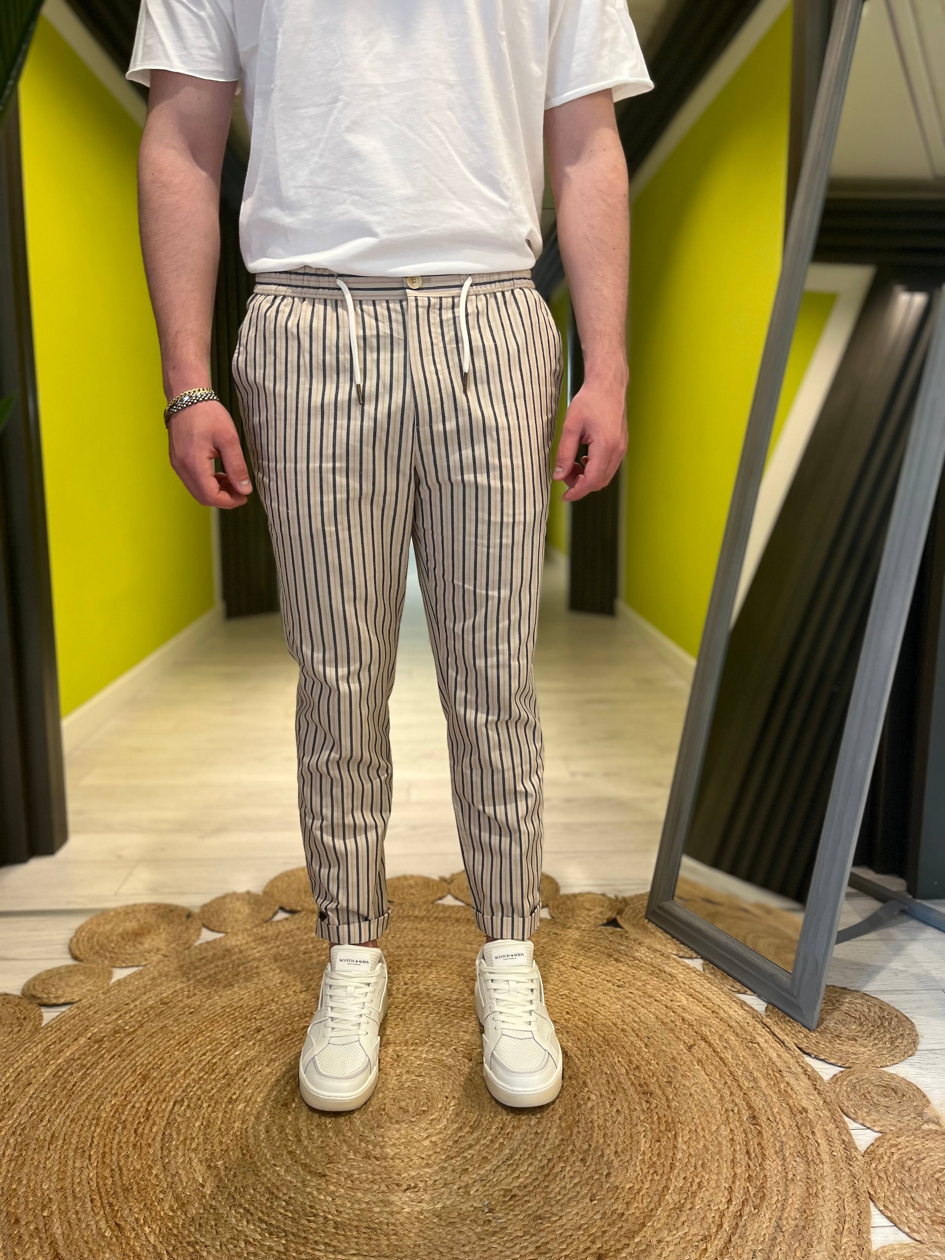 Pantalaccio rigato misto lino