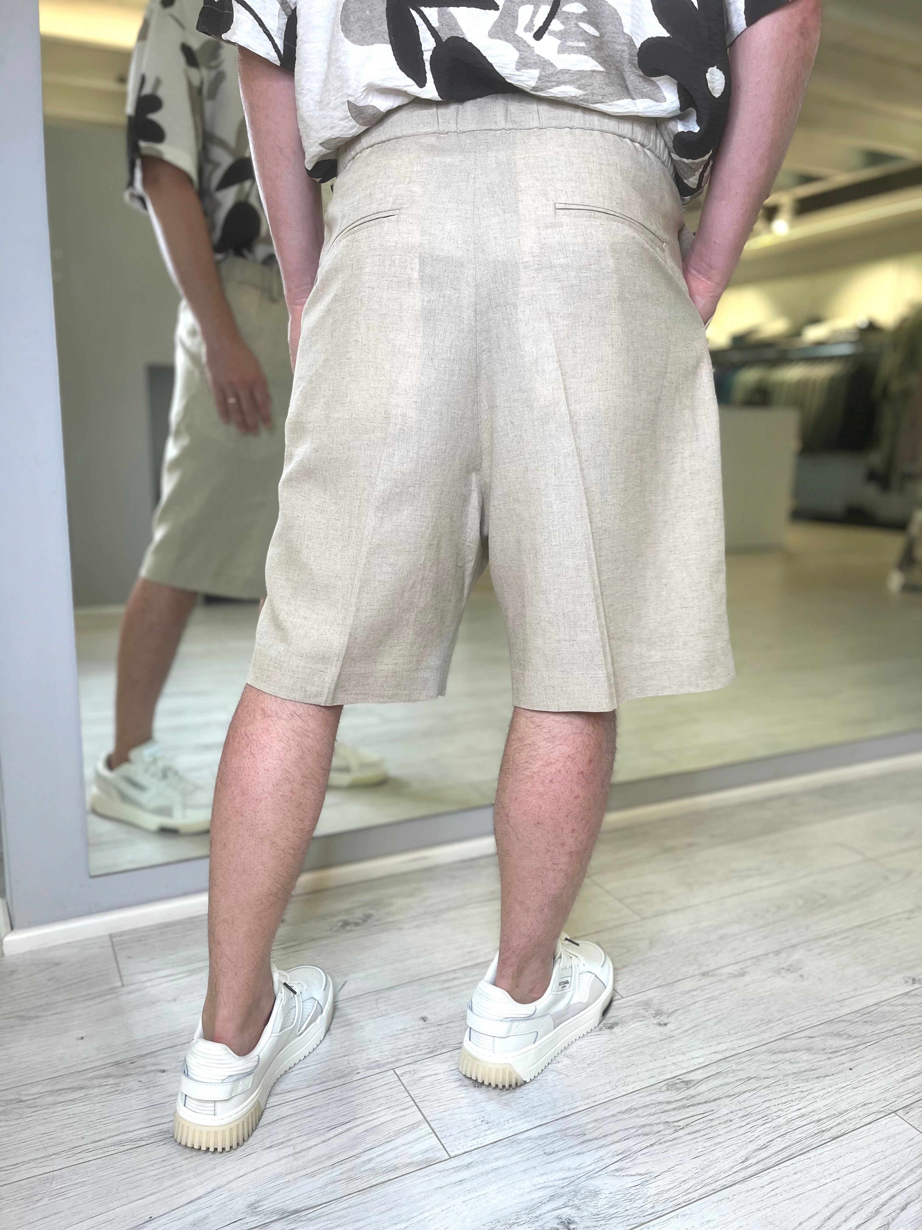 Bermuda con coulisse in lino