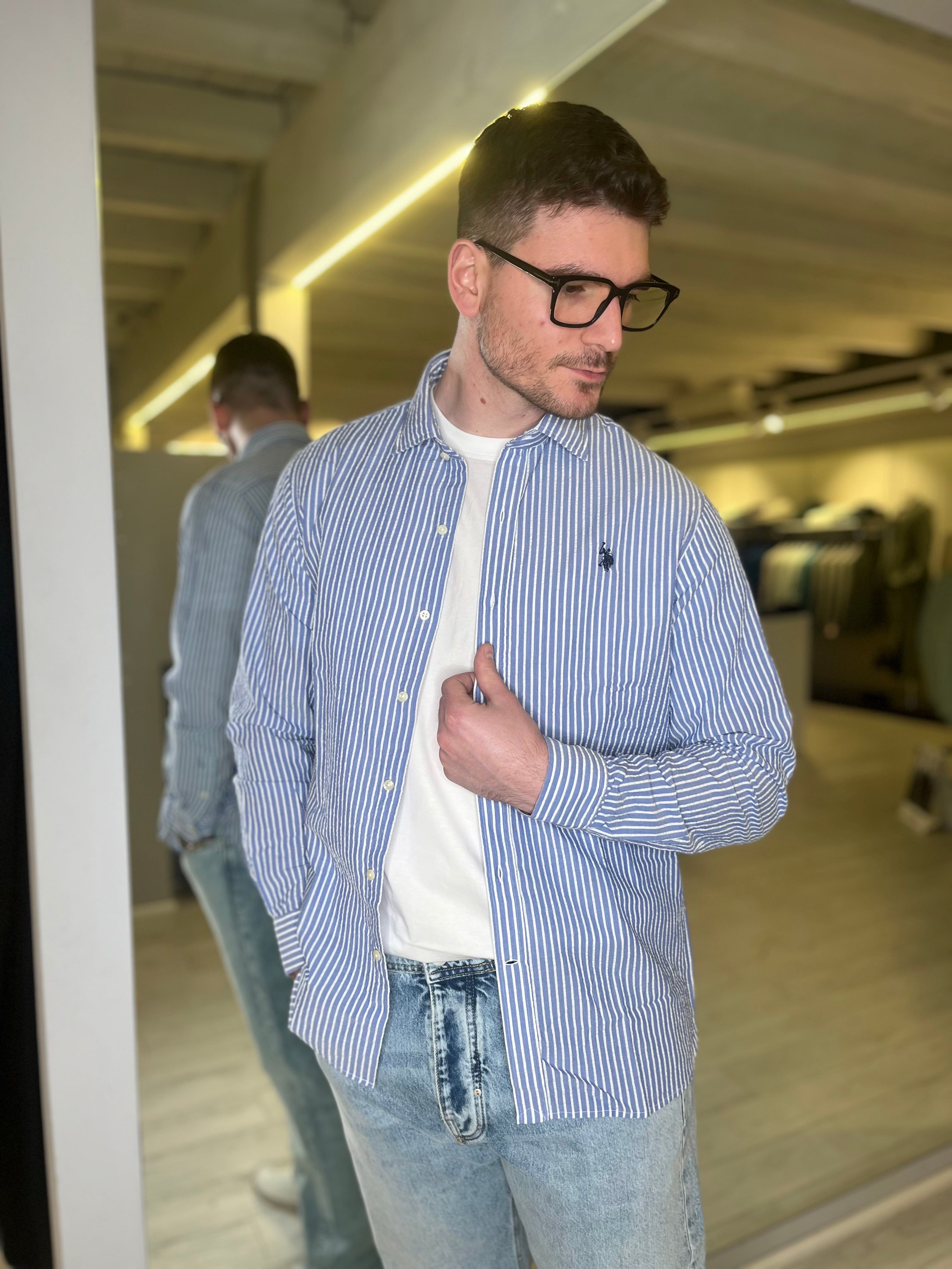 Camicia in cotone a righe