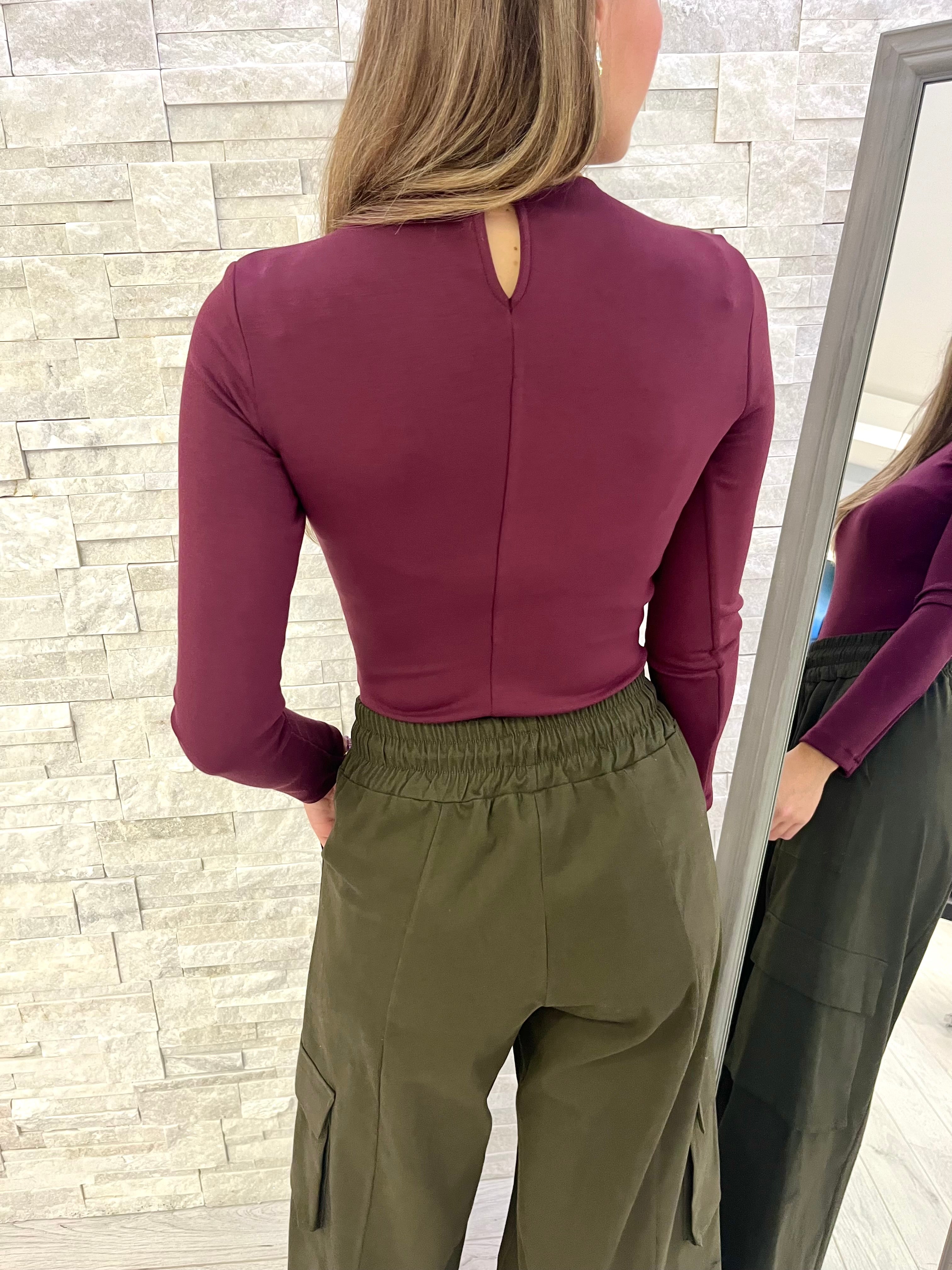 Body bordeaux girocollo