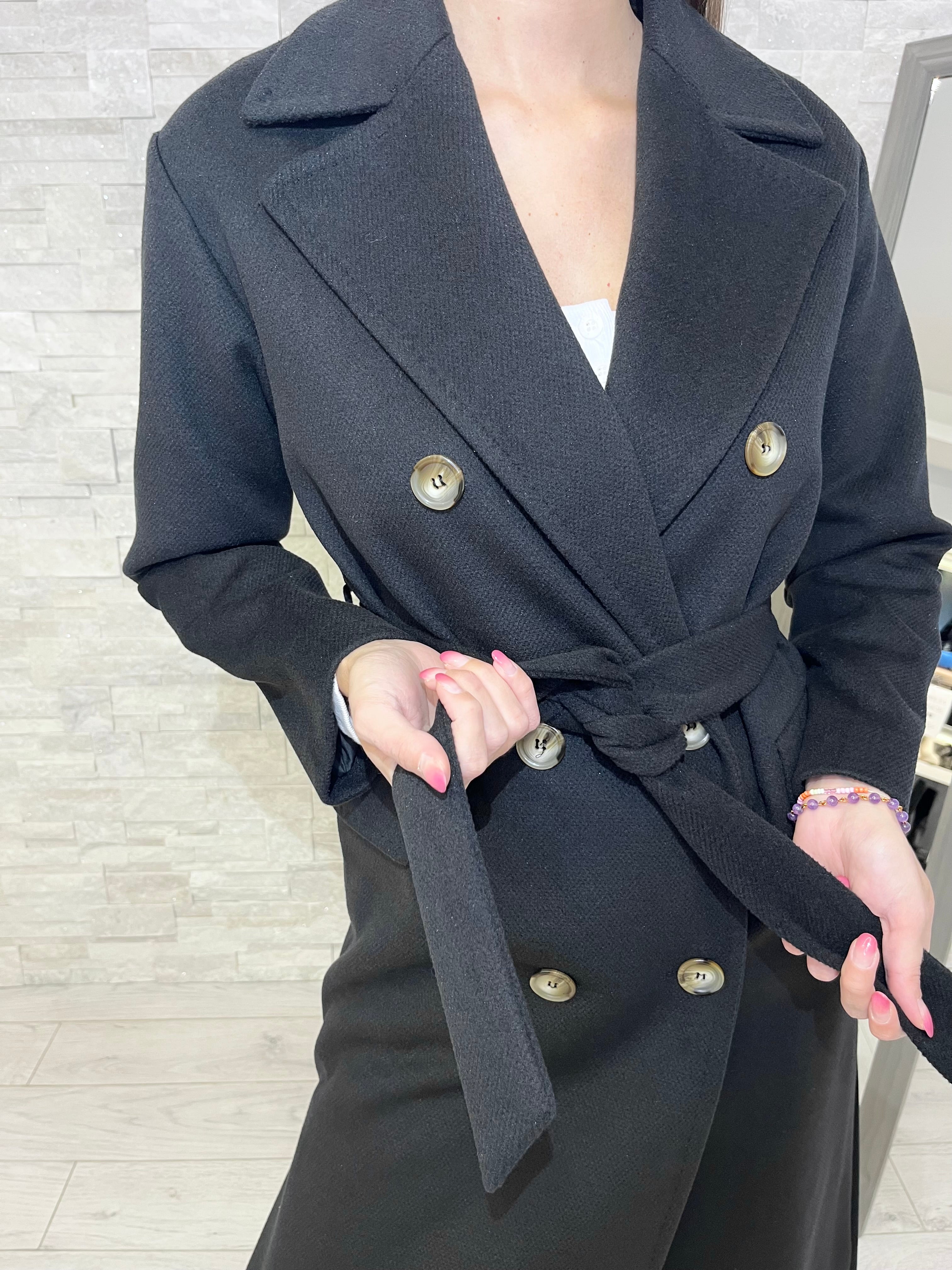 Cappotto doppiopetto nero