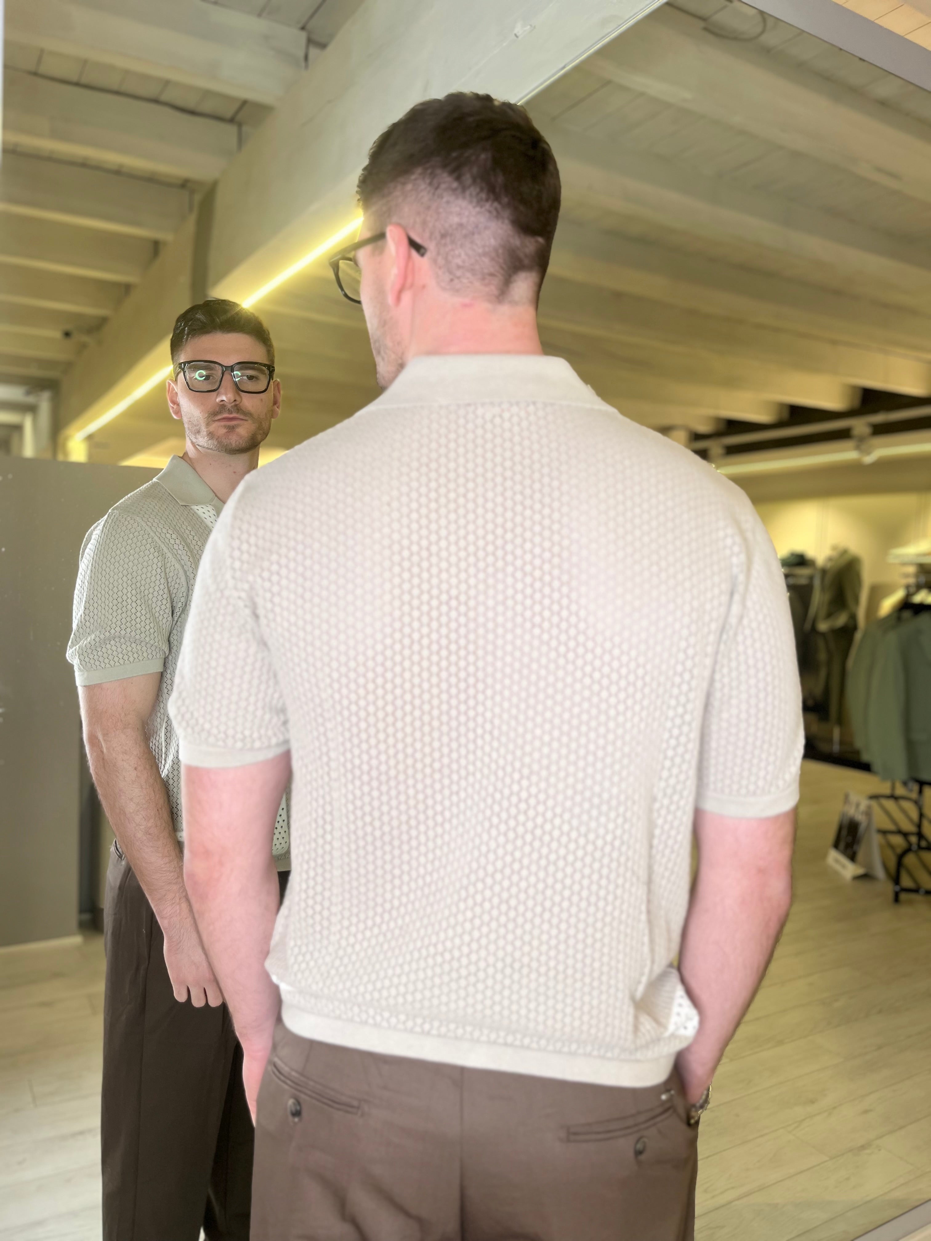 Polo in maglia traforata