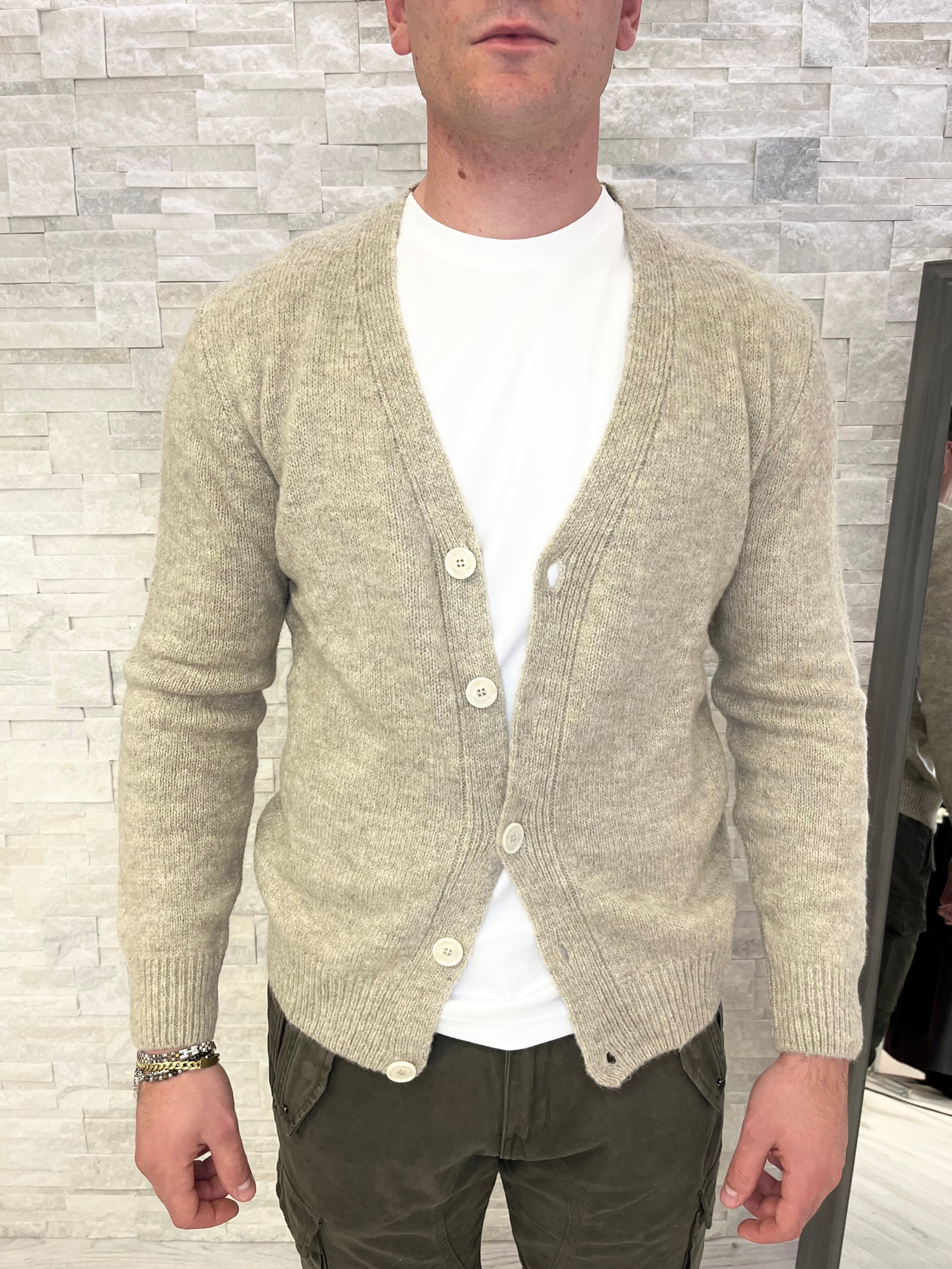 Cardigan in misto lana beige