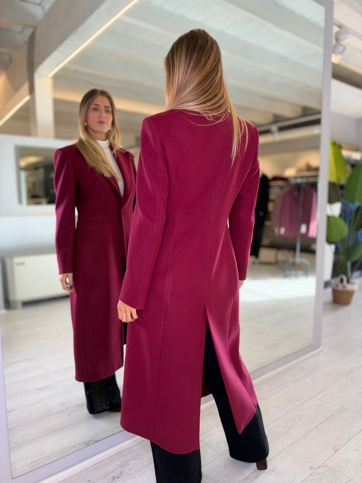 Cappotto monopetto bordeuax