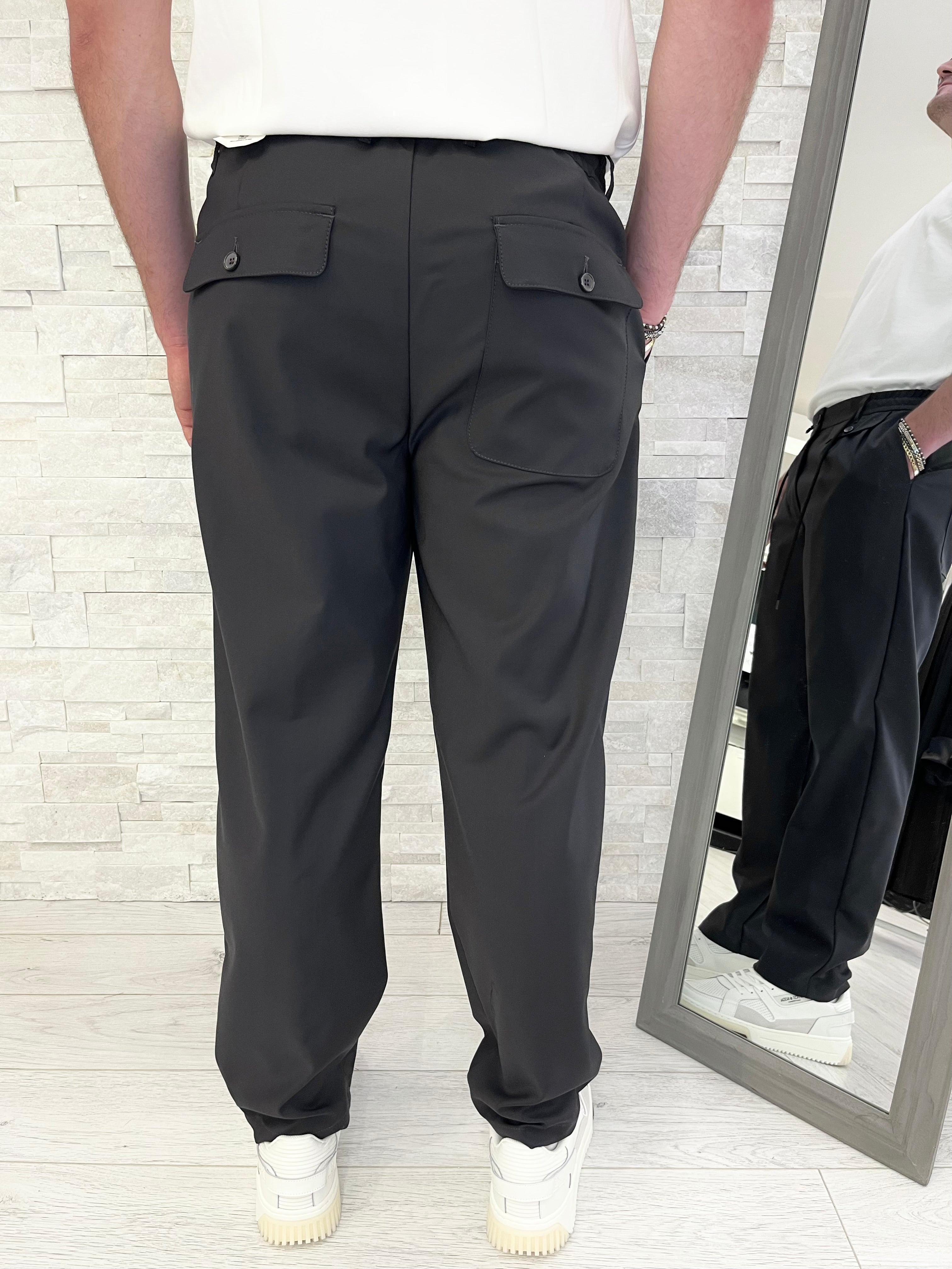 Pantalaccio con pinces palazzo fit piombo