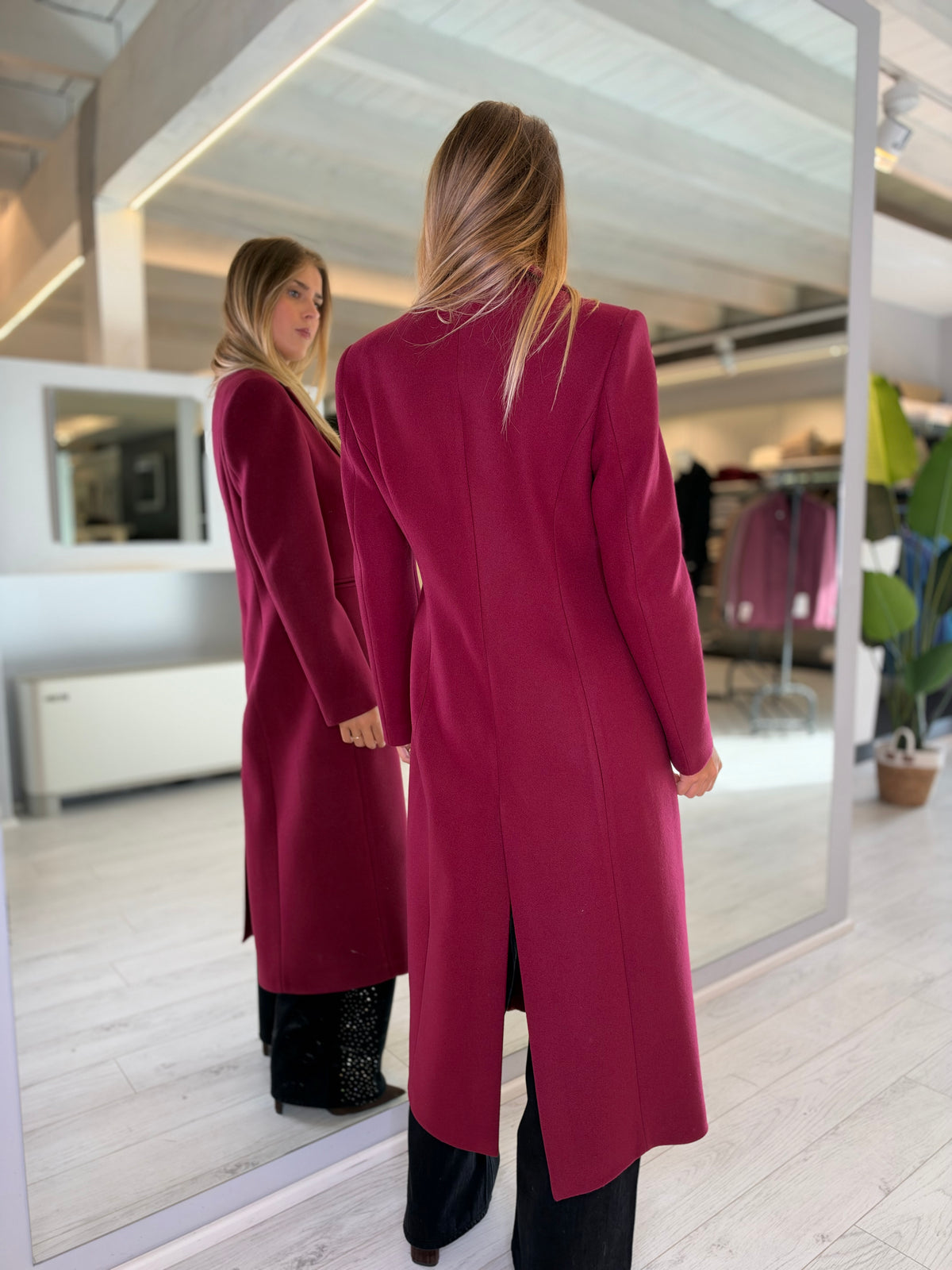 Cappotto monopetto bordeuax