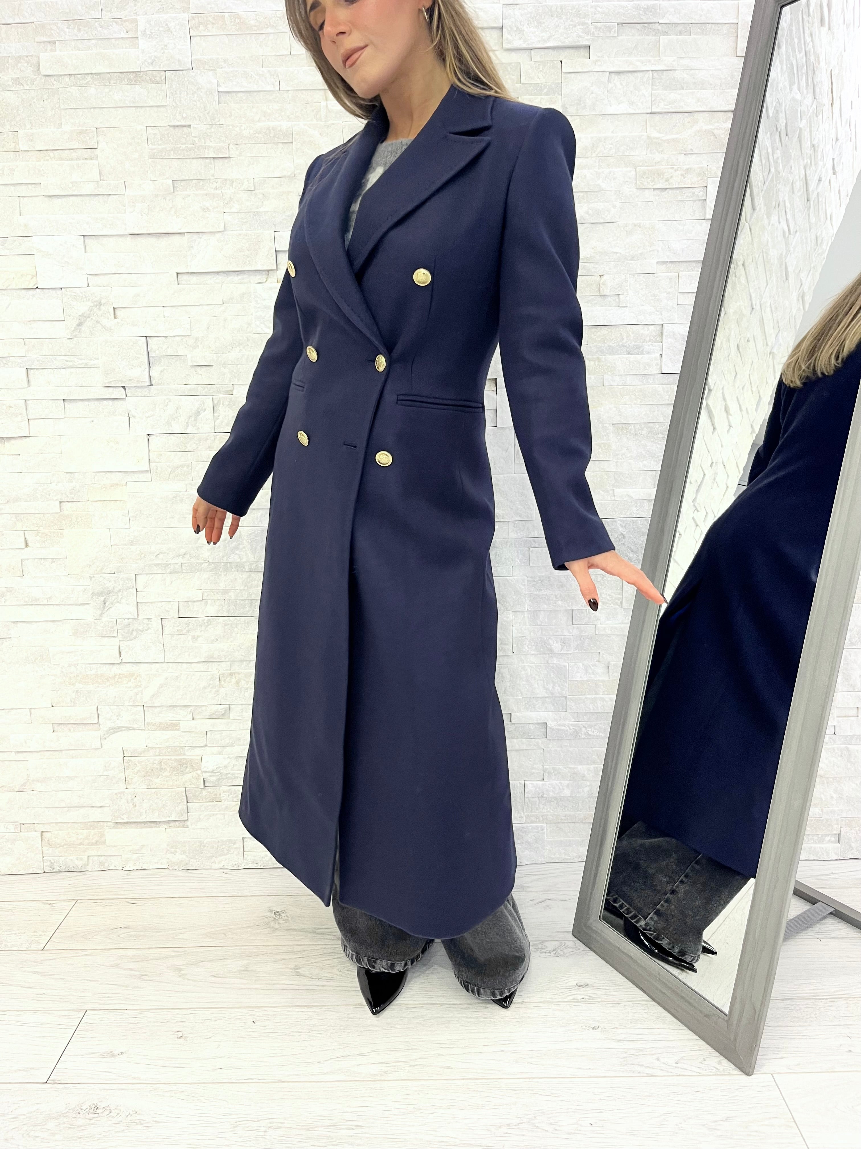 Cappotto doppiopetto blu
