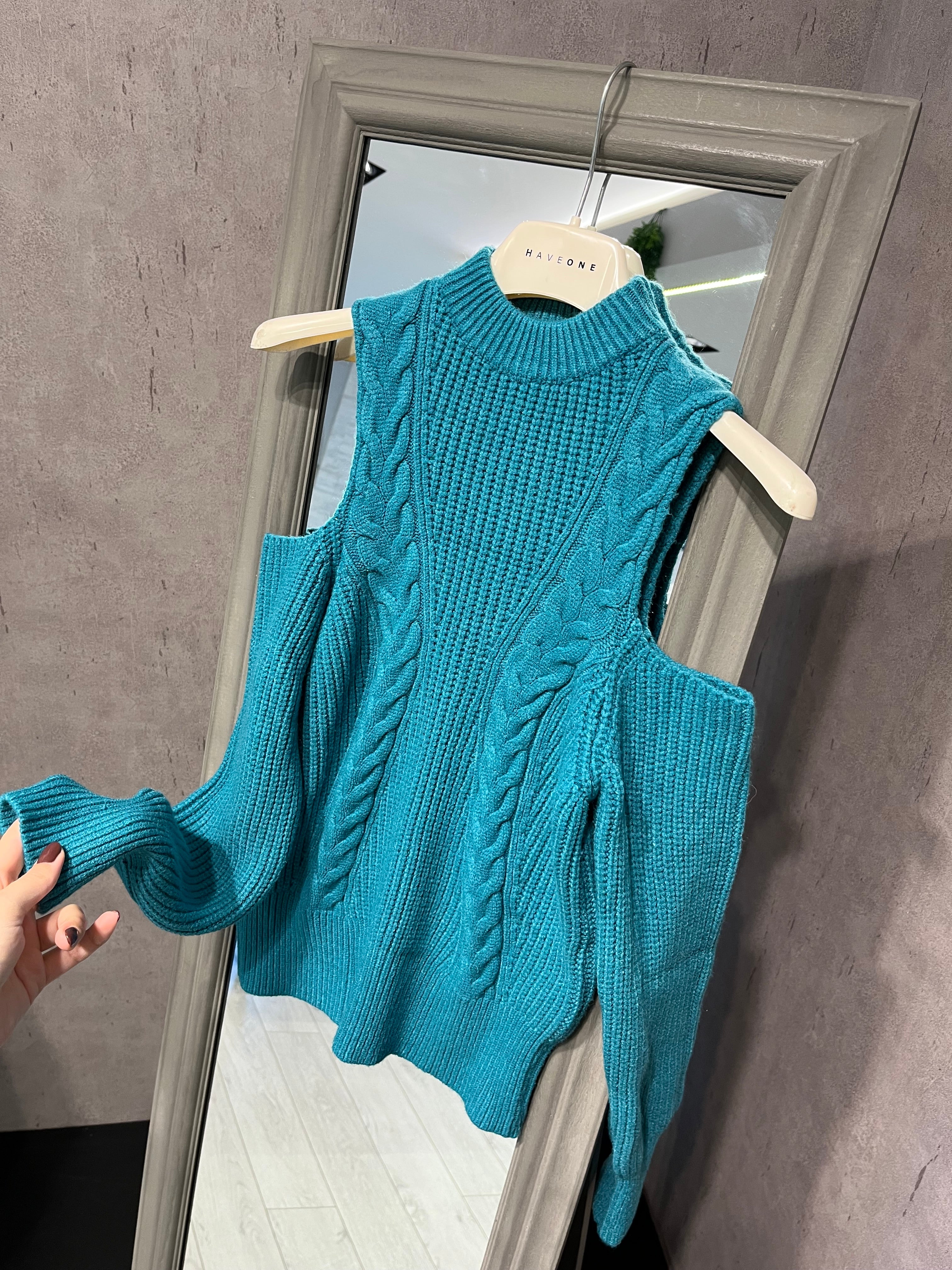 Maglia cut out ottanio