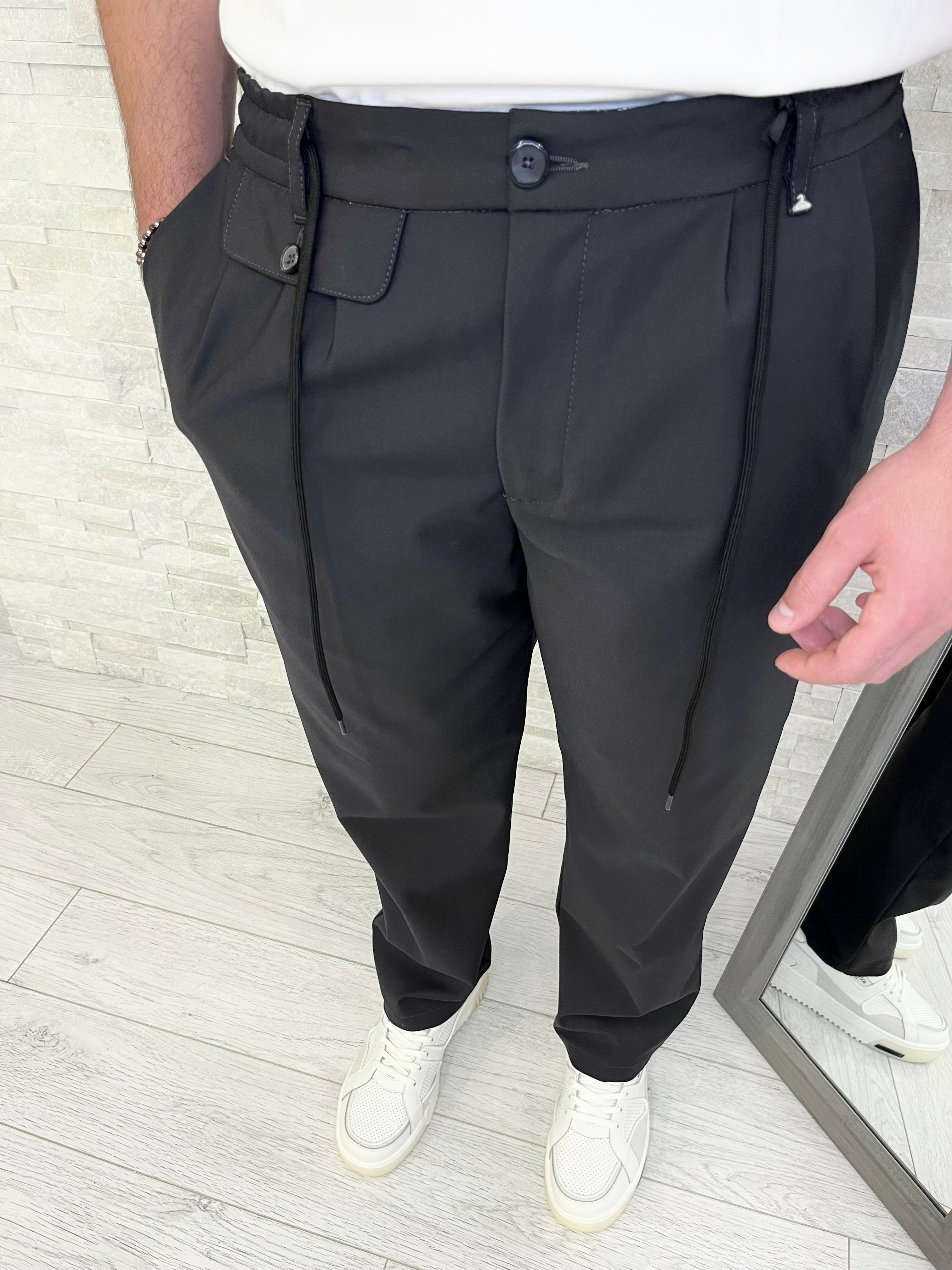 Pantalaccio con pinces palazzo fit piombo