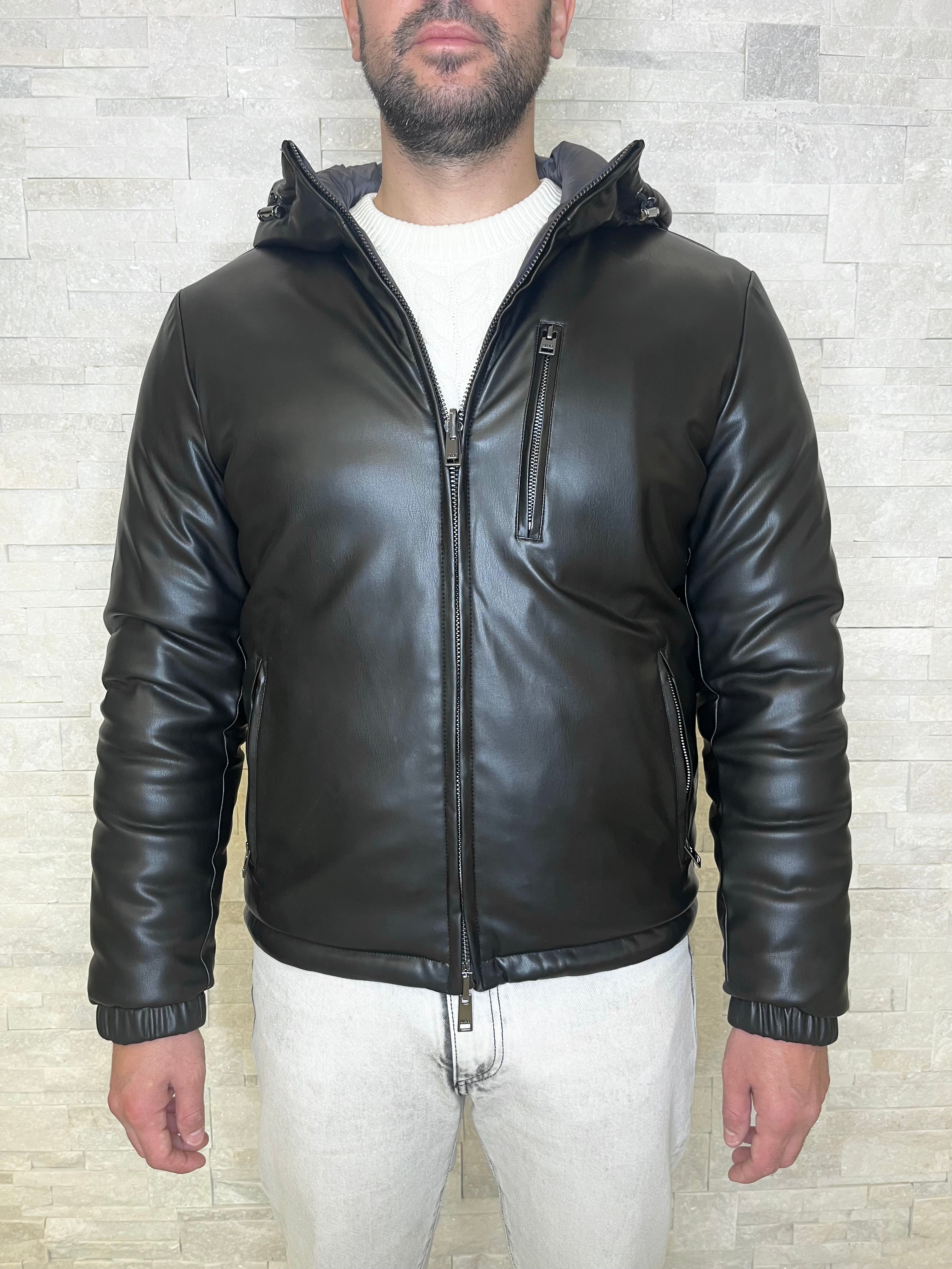 Giubbotto ecopelle reversbile nero