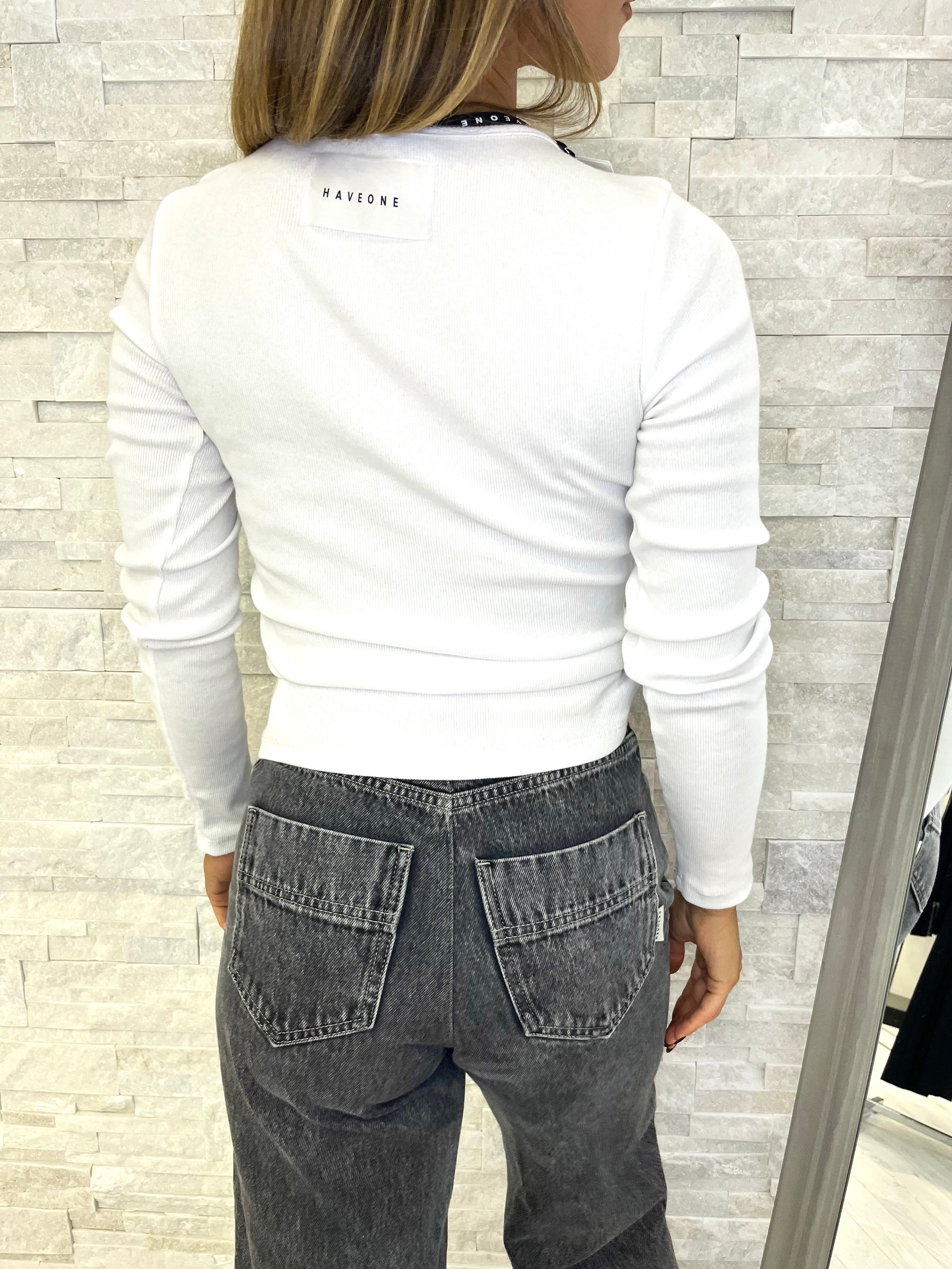 Maglia bianca a costine
