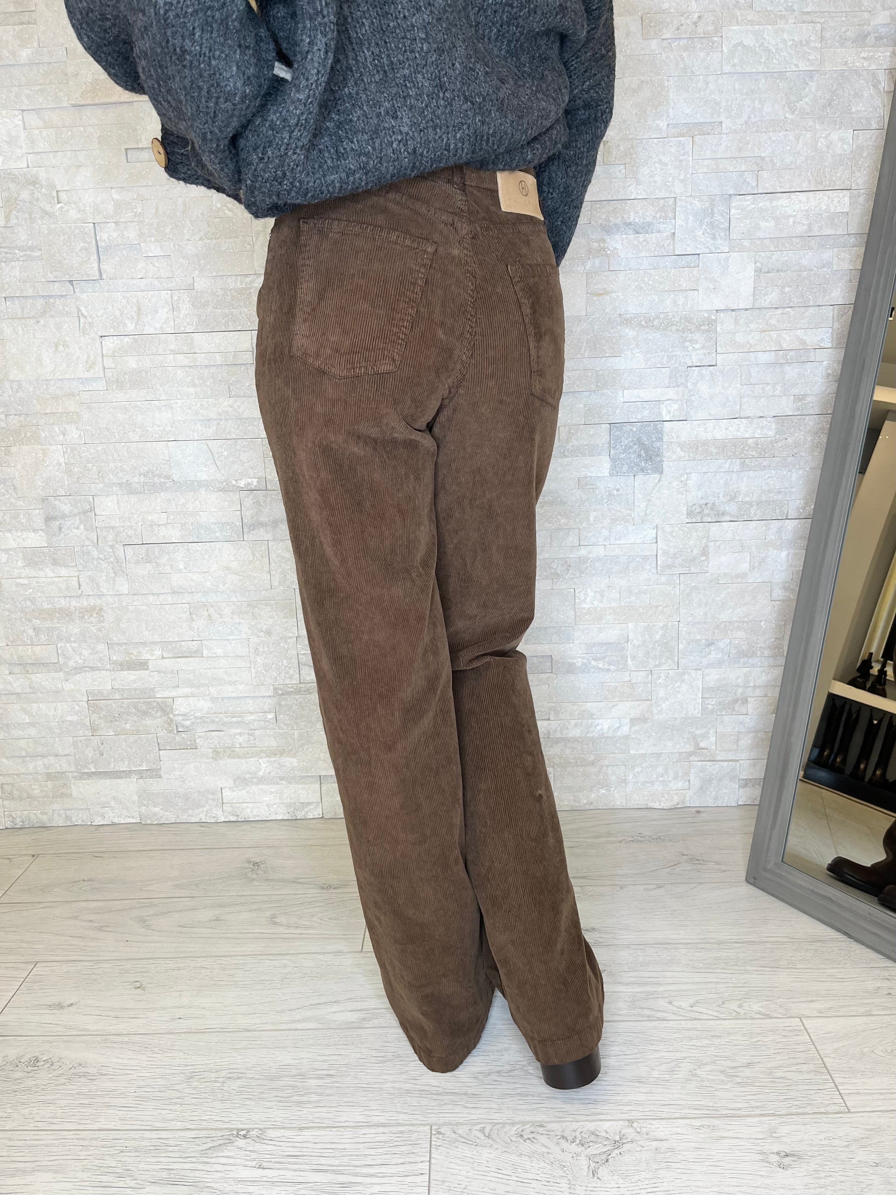 Pantalone london in velluto cioccolato