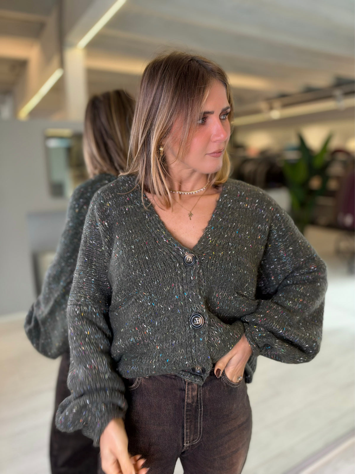 Cardigan verde militare
