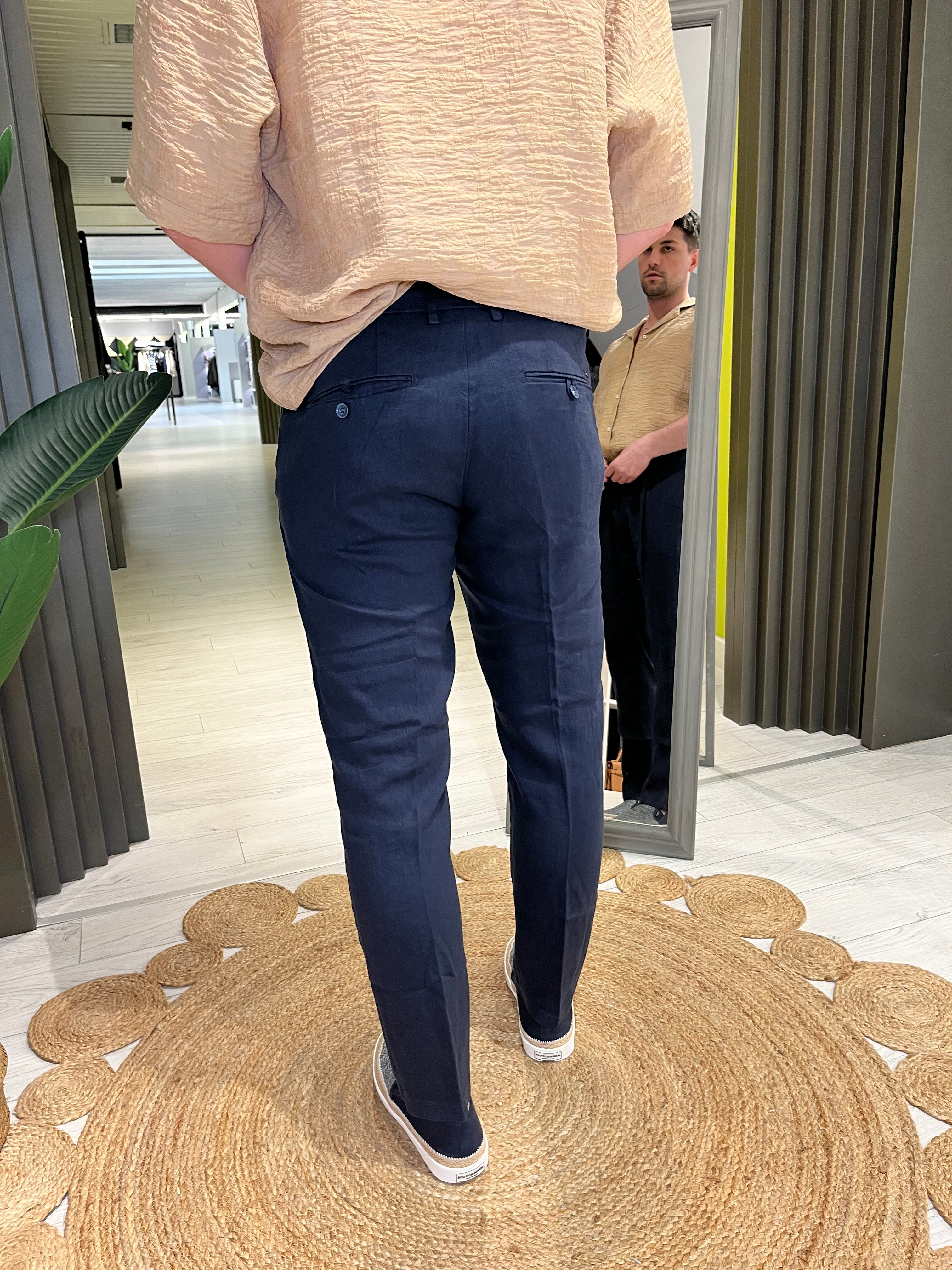 Pantalone in lino blu