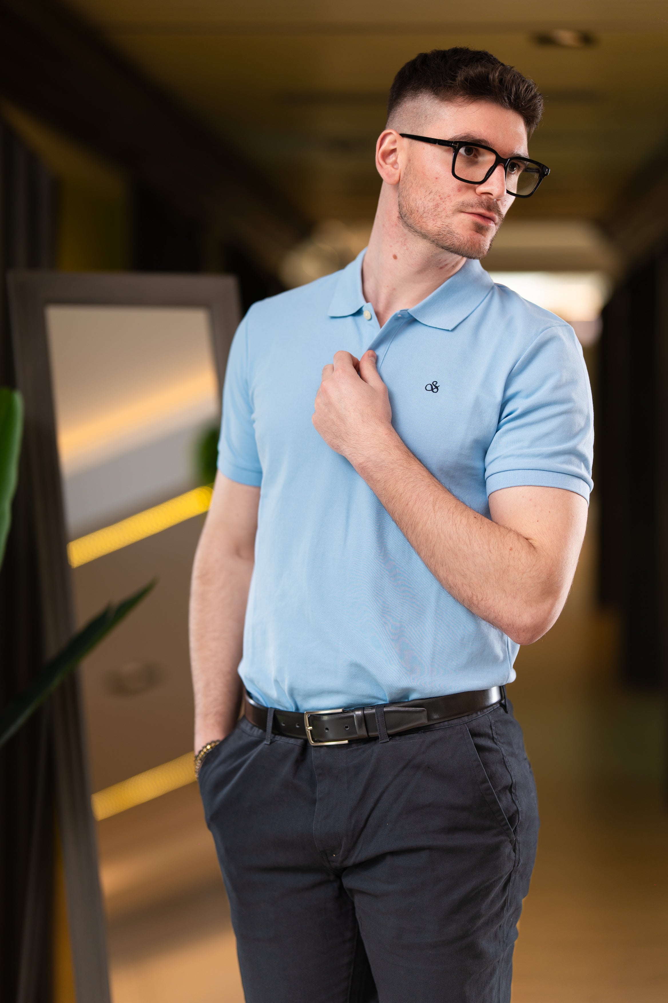 Polo in piquet blu primavera