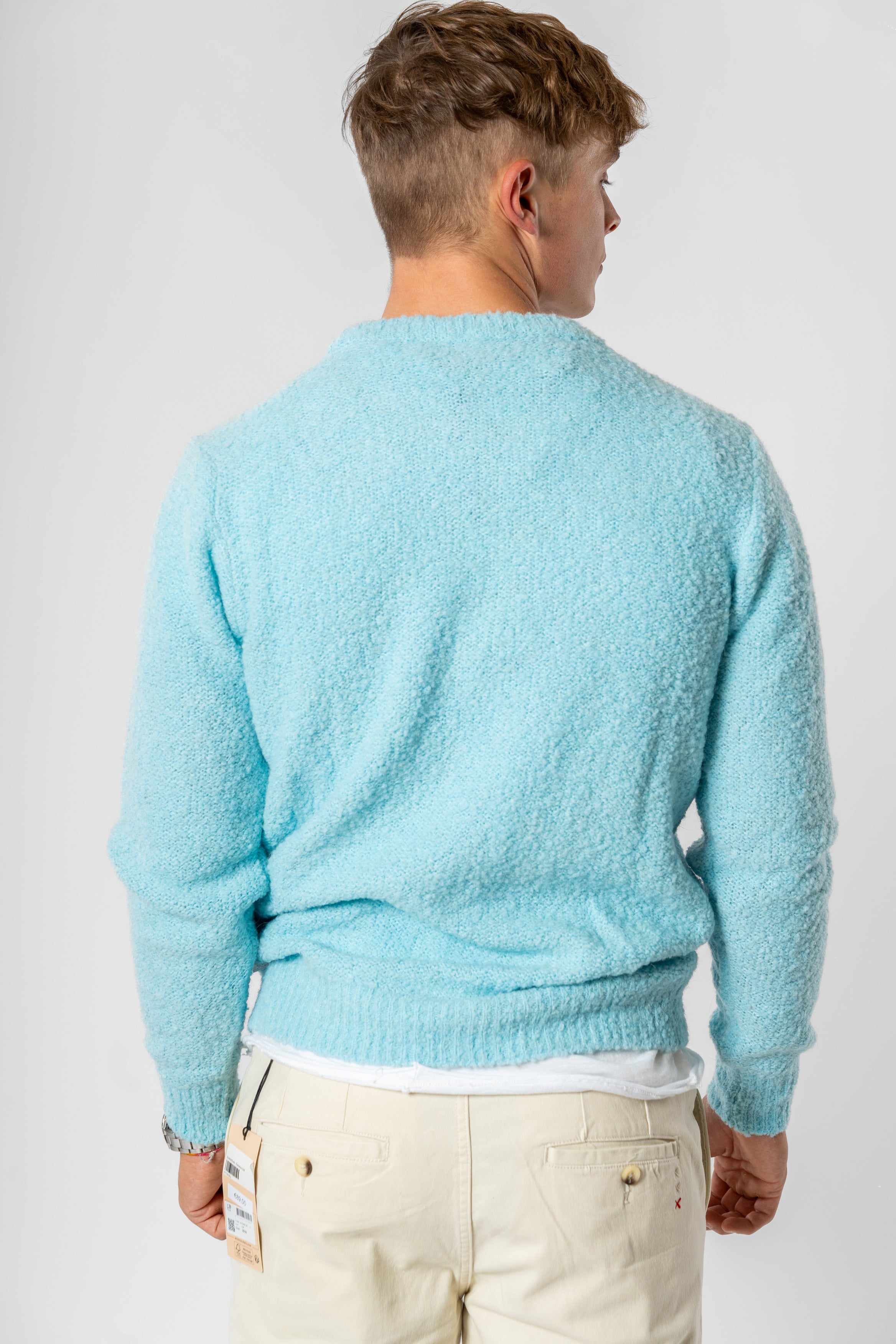 Maglia bouclè celeste