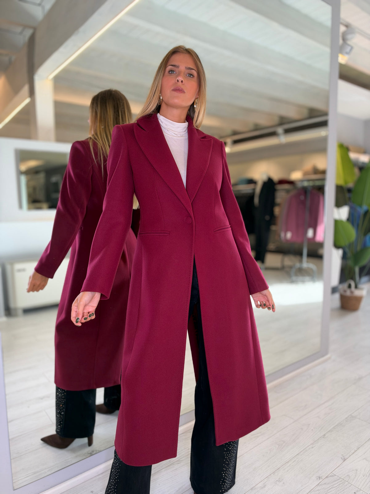 Cappotto monopetto bordeuax