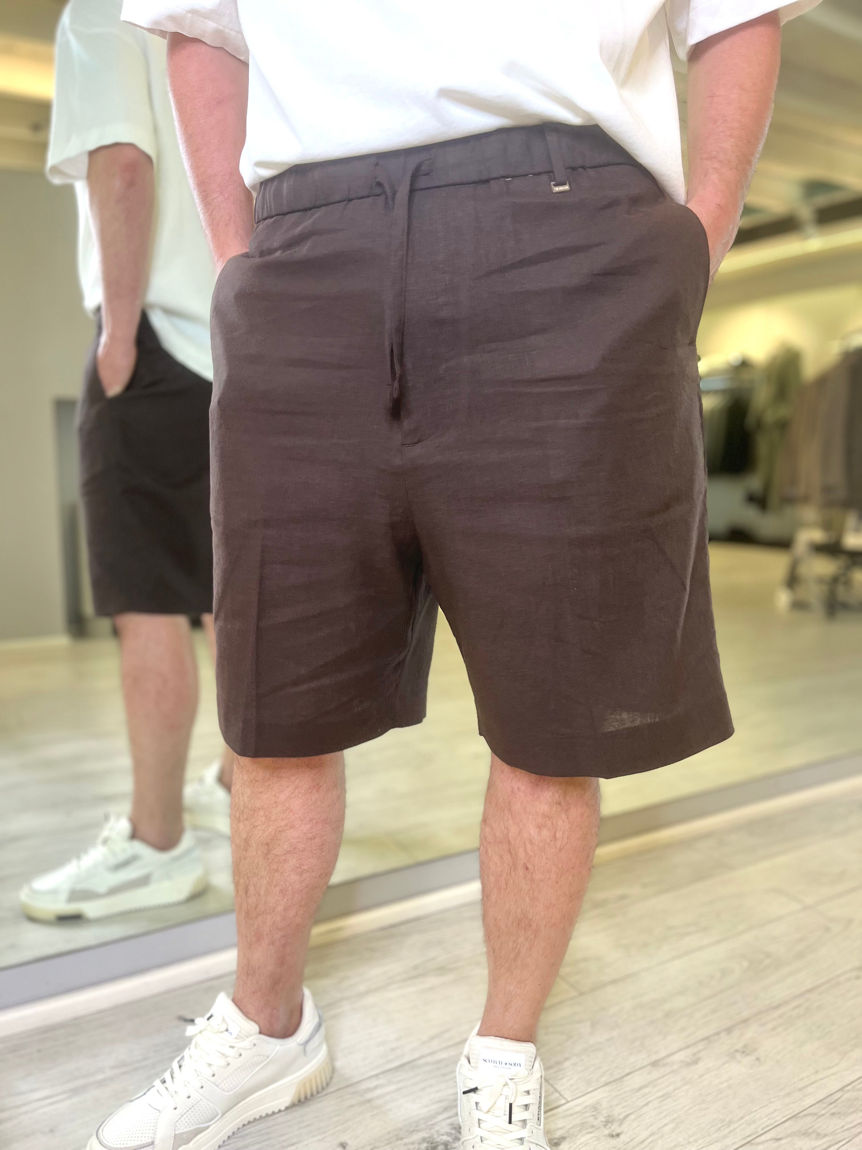 Bermuda con coulisse in lino