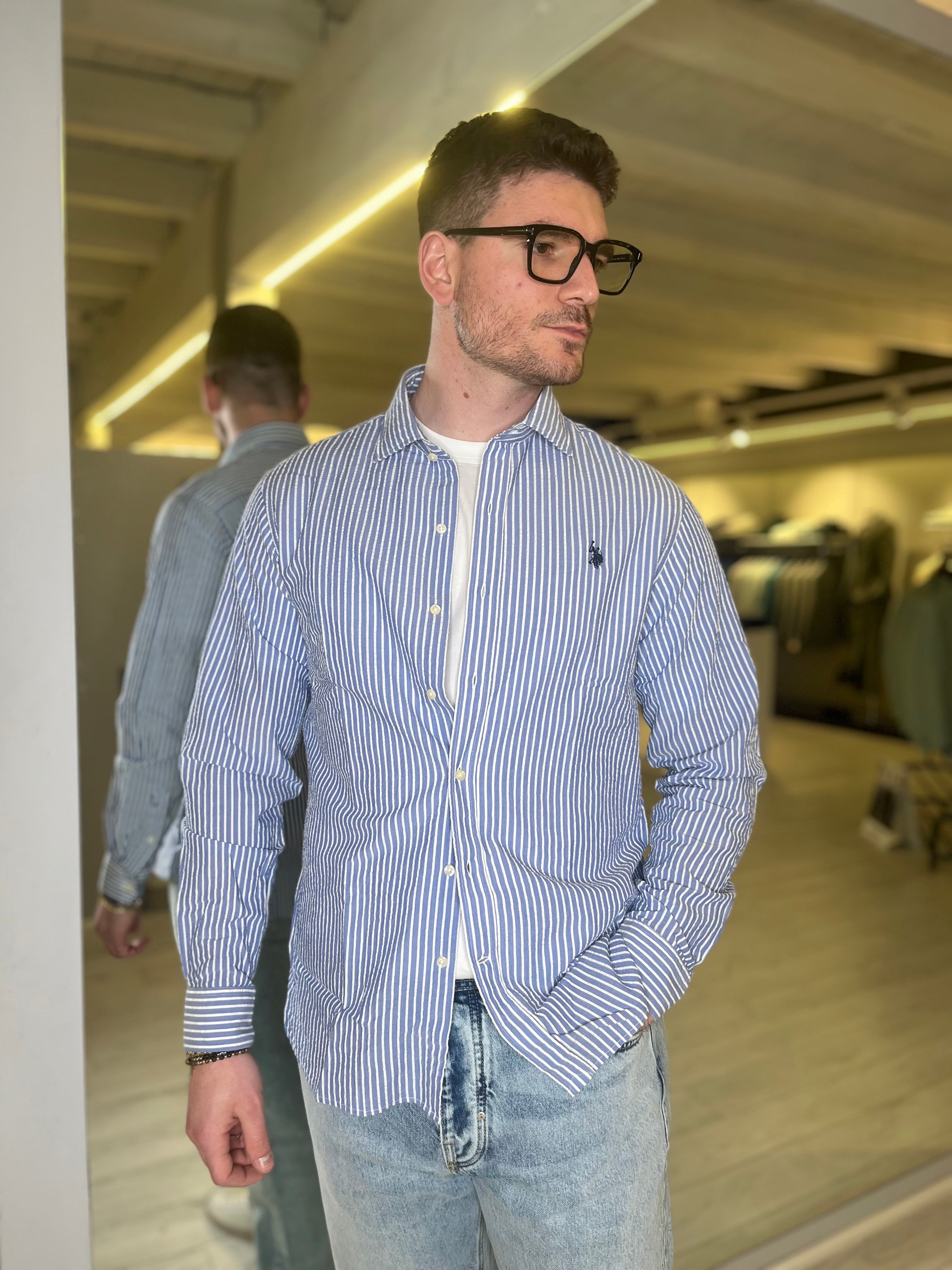 Camicia in cotone a righe