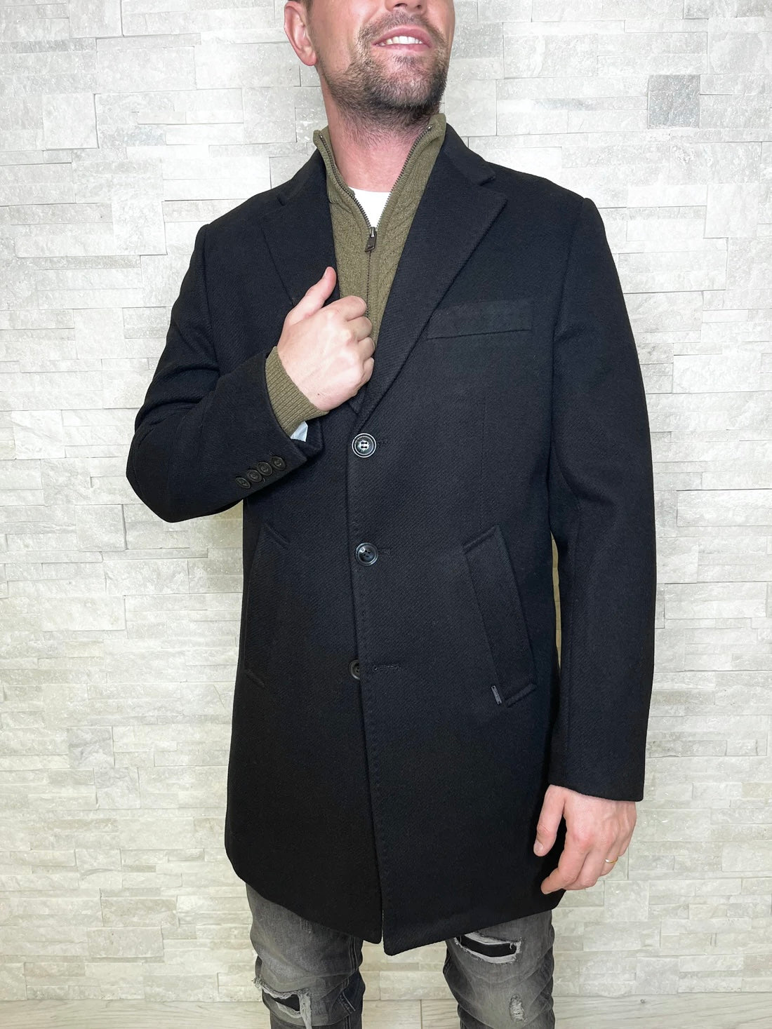 Cappotto slim fit nero