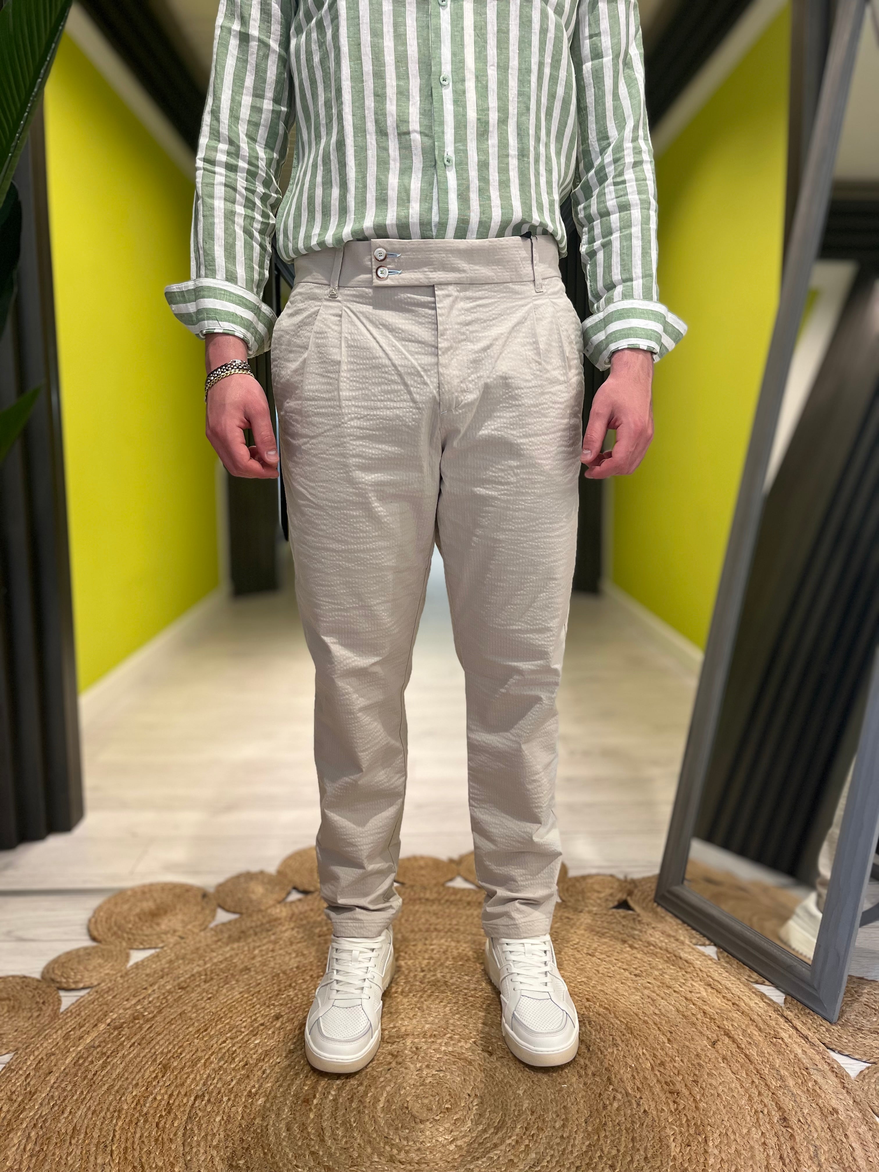 Pantalone goffrato sabbia