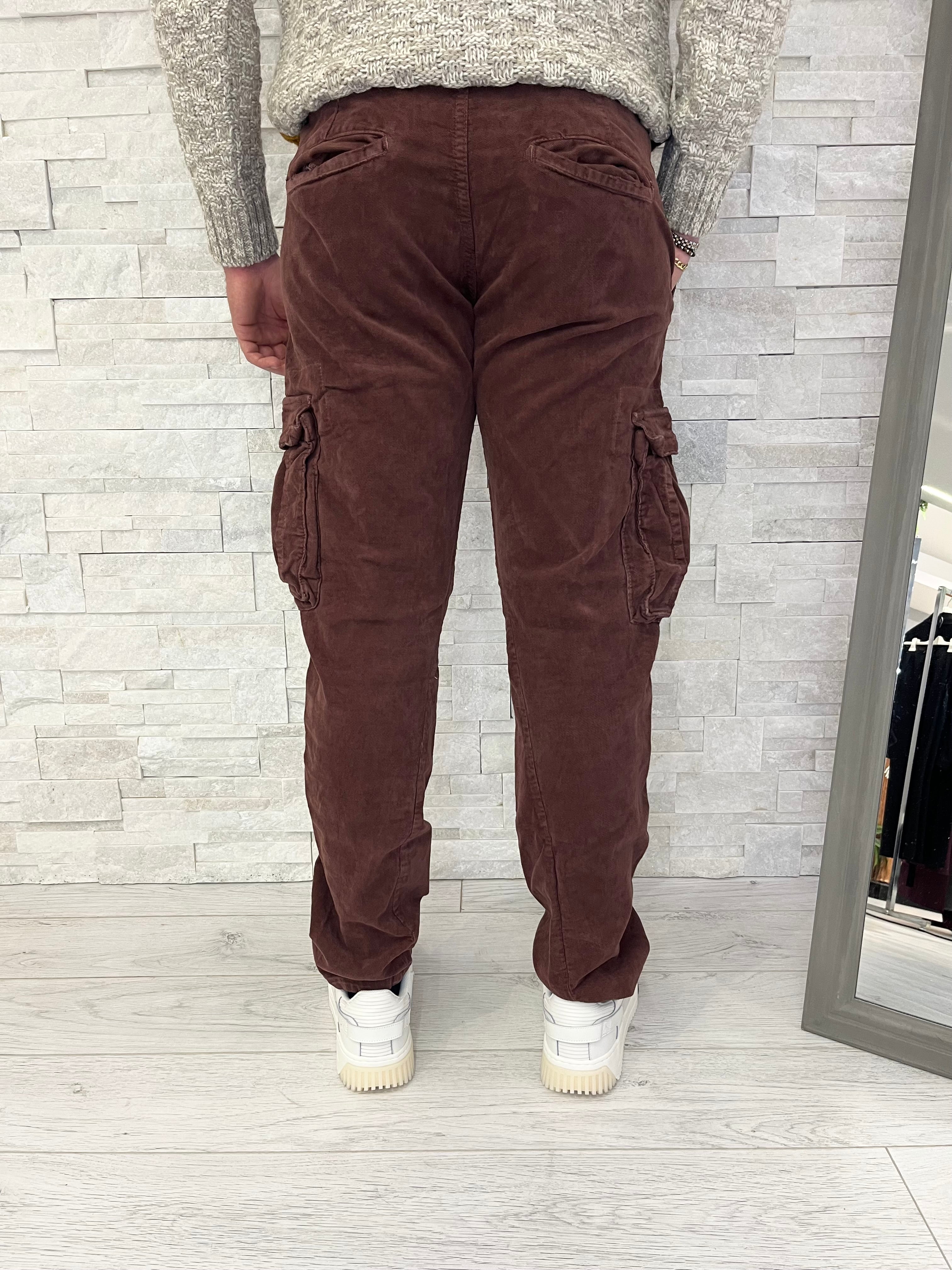 Pantaloni cargo in velluto
