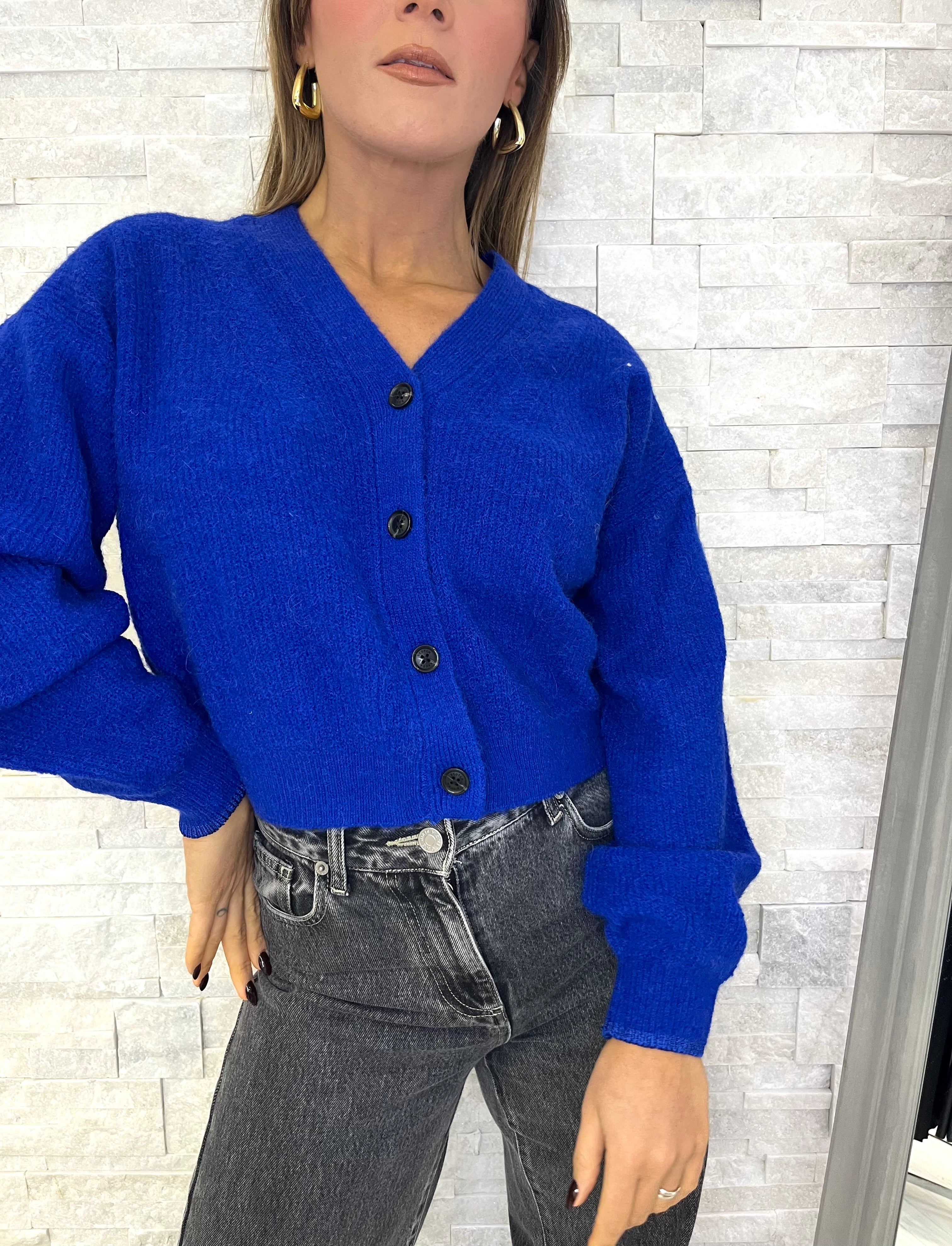 Cardigan blu tre bottoni
