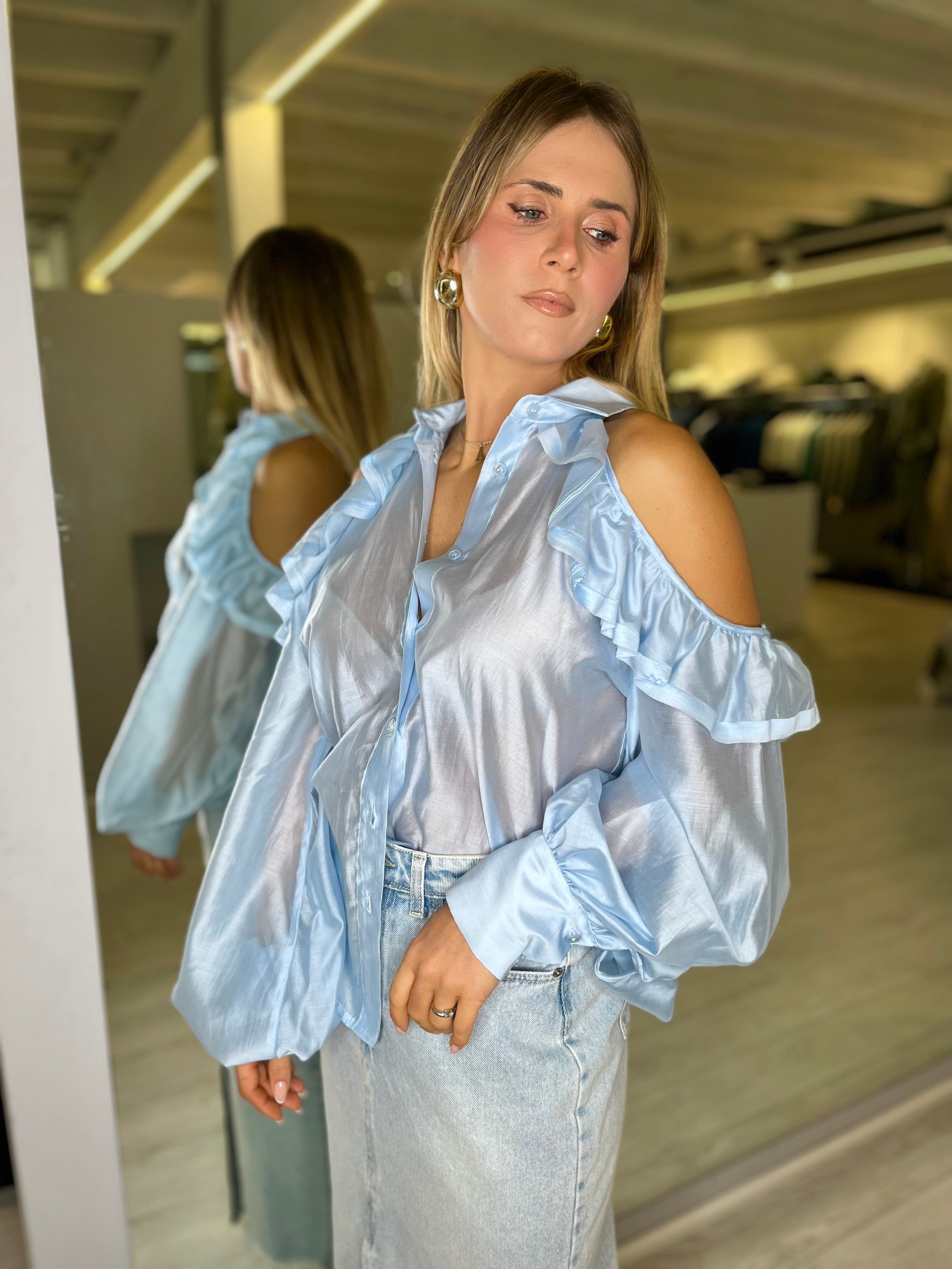 Camicia cut-out azzurra