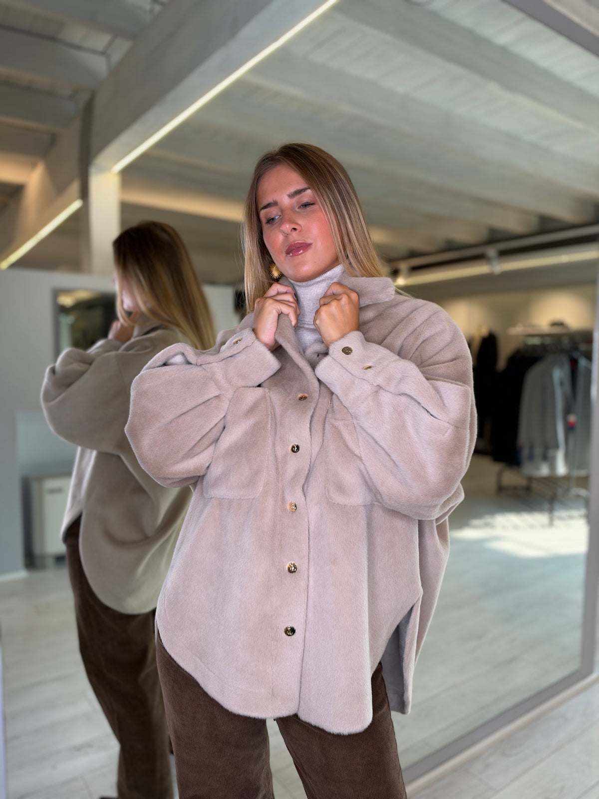 Maxi camicia in pelo