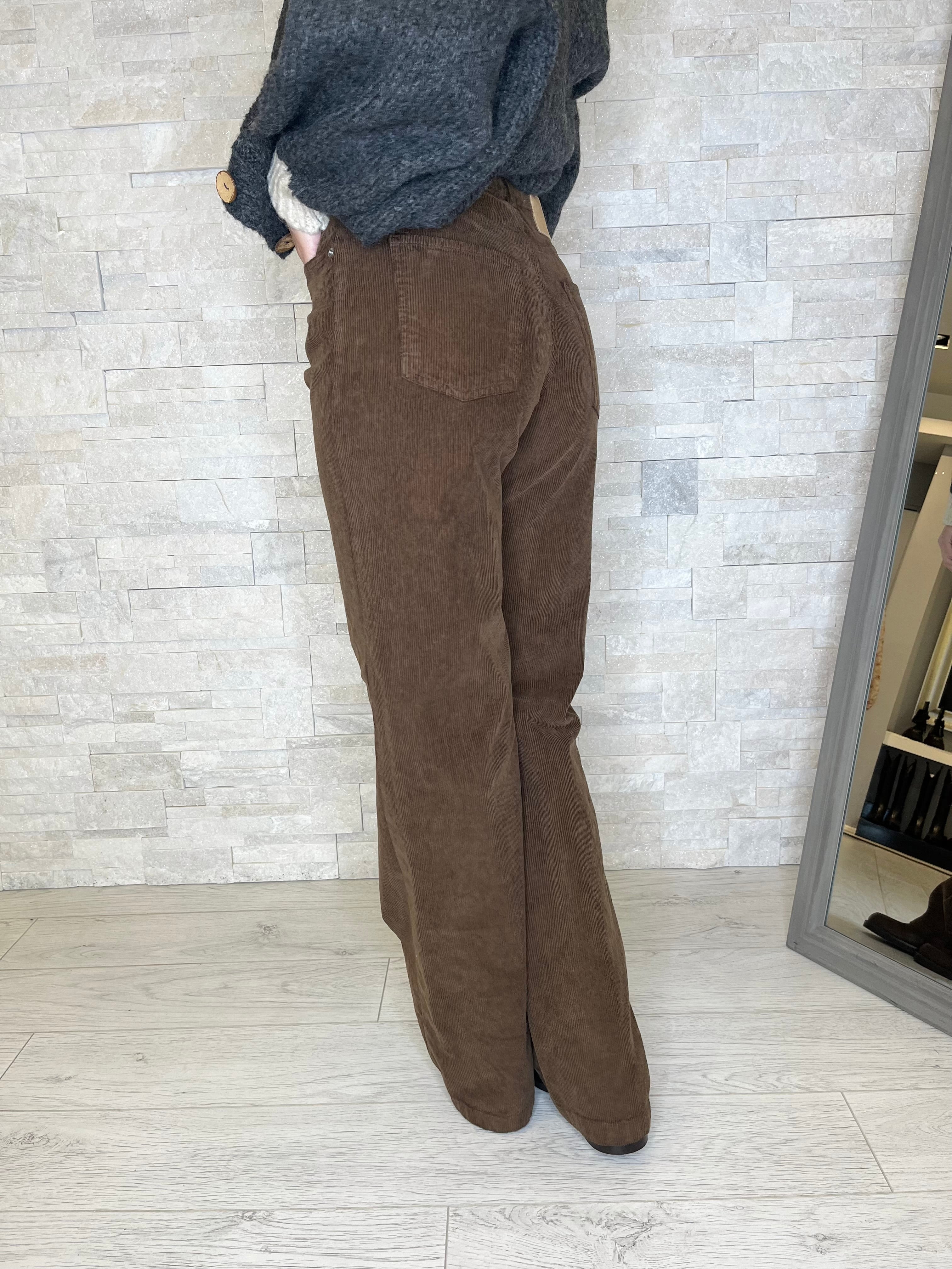 Pantalone london in velluto cioccolato