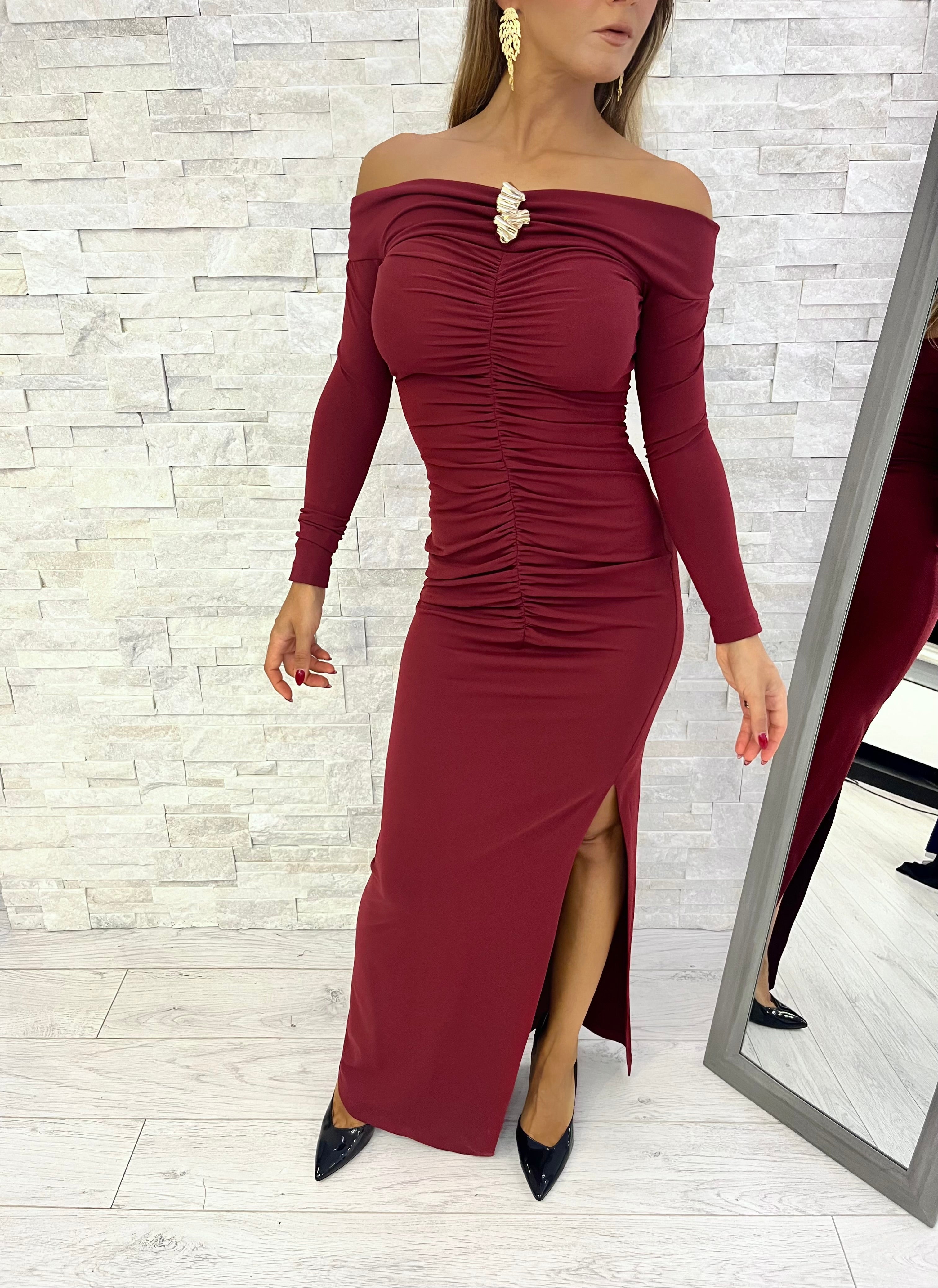 Abito Bardot bordeaux