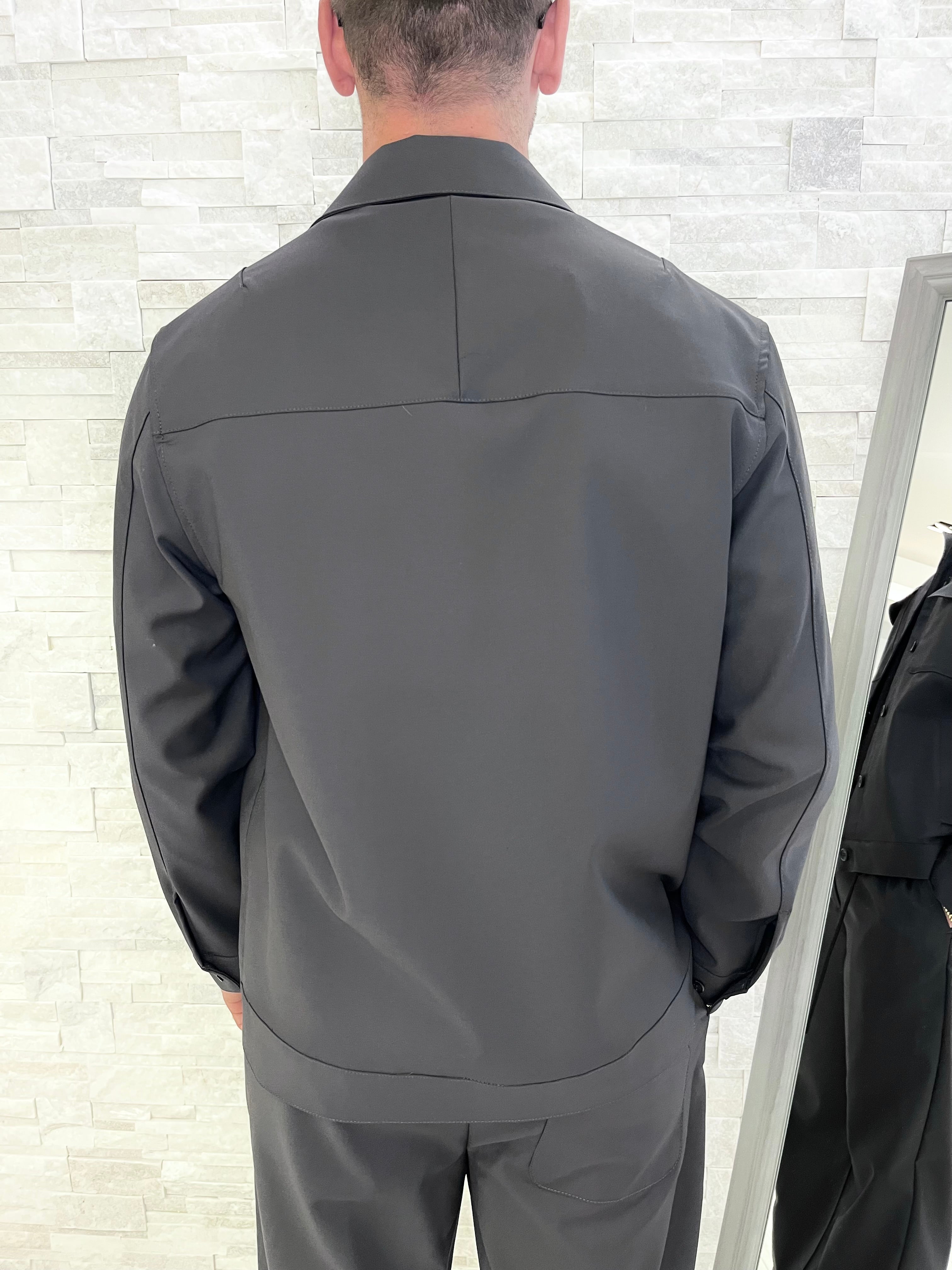 Overshirt con maxi tasche piombo
