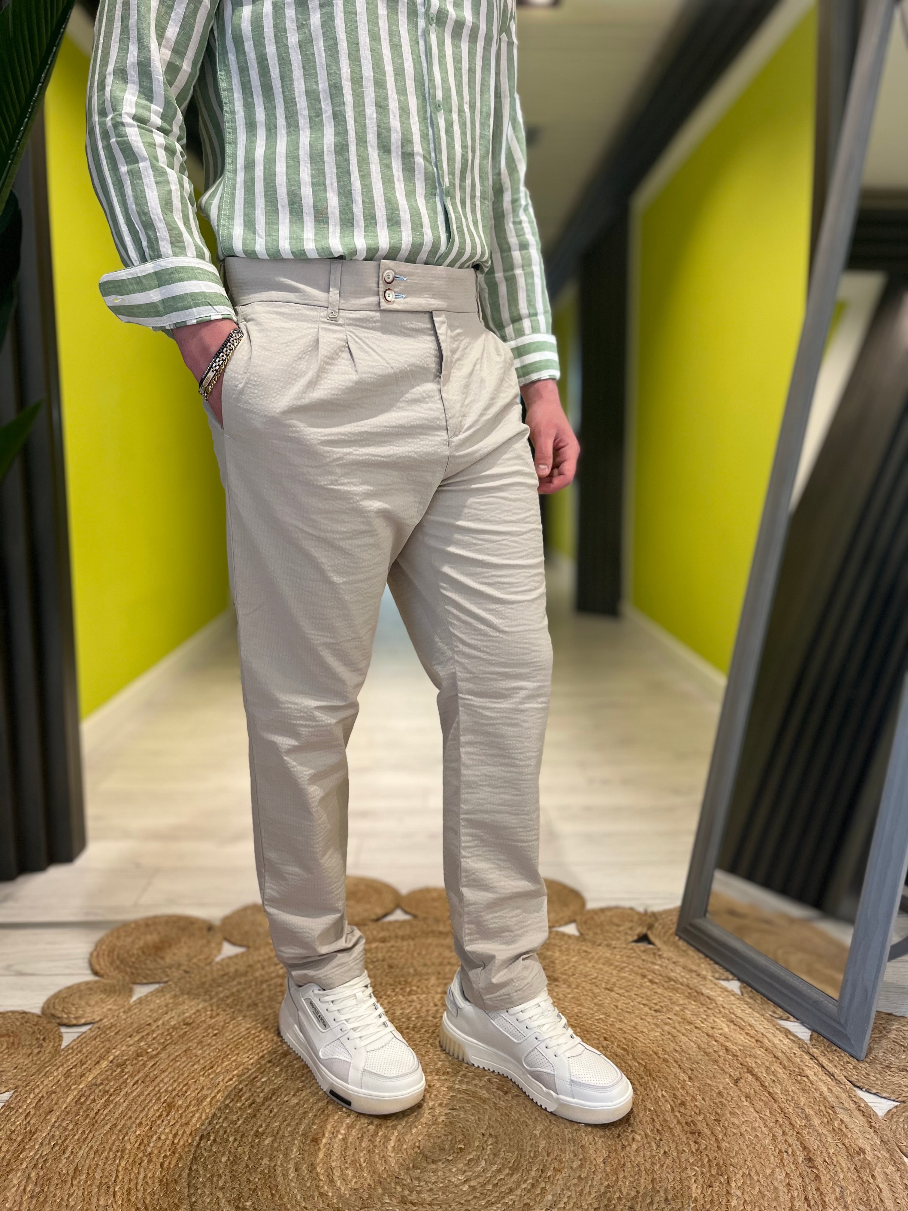Pantalone goffrato sabbia