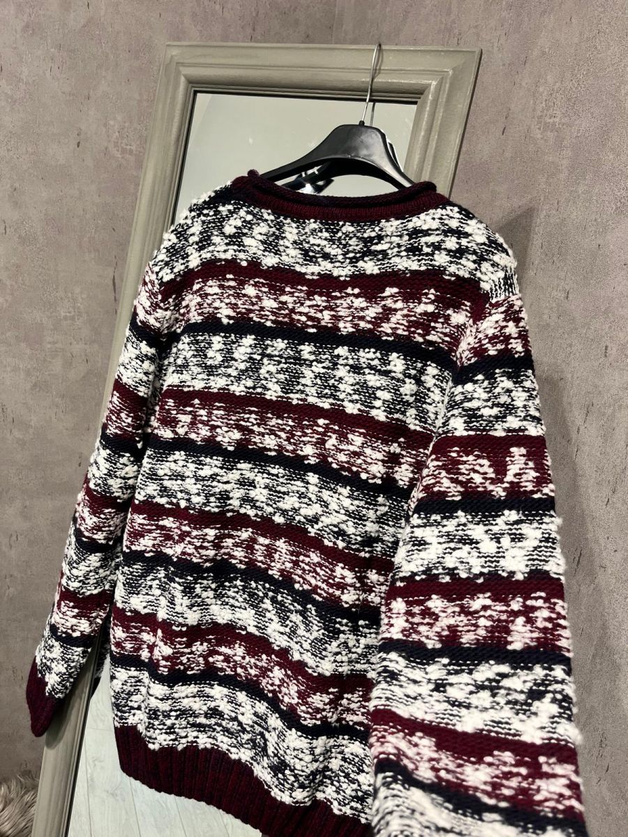 BERNA - Maglia girocollo fantasia bordeaux