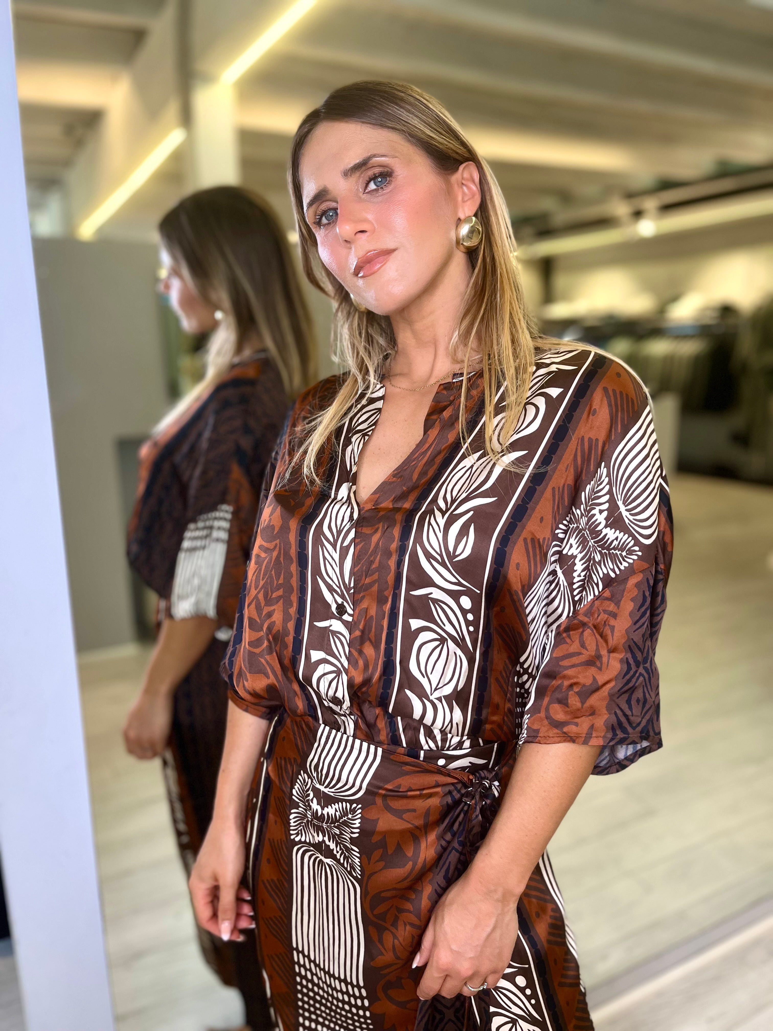 Blusa mezza manica fantasia