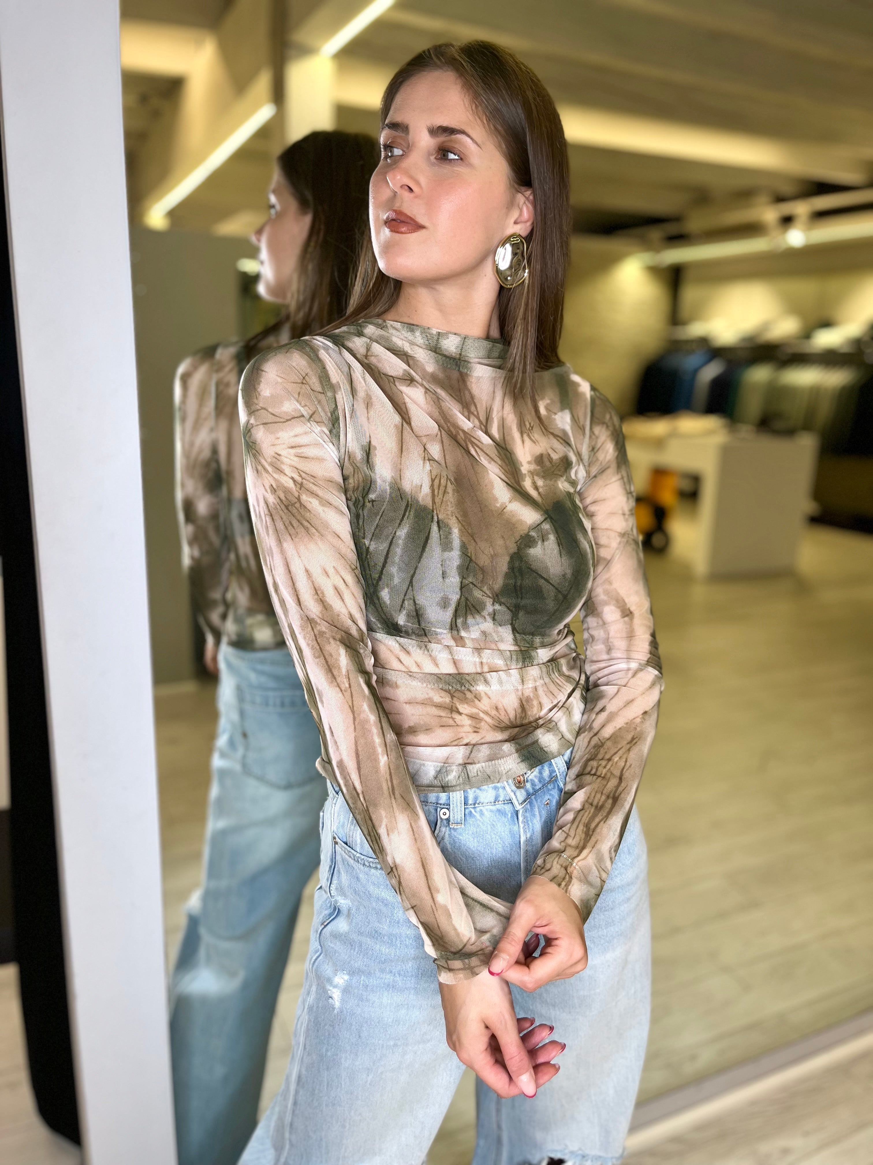 Maglia arricci fantasia