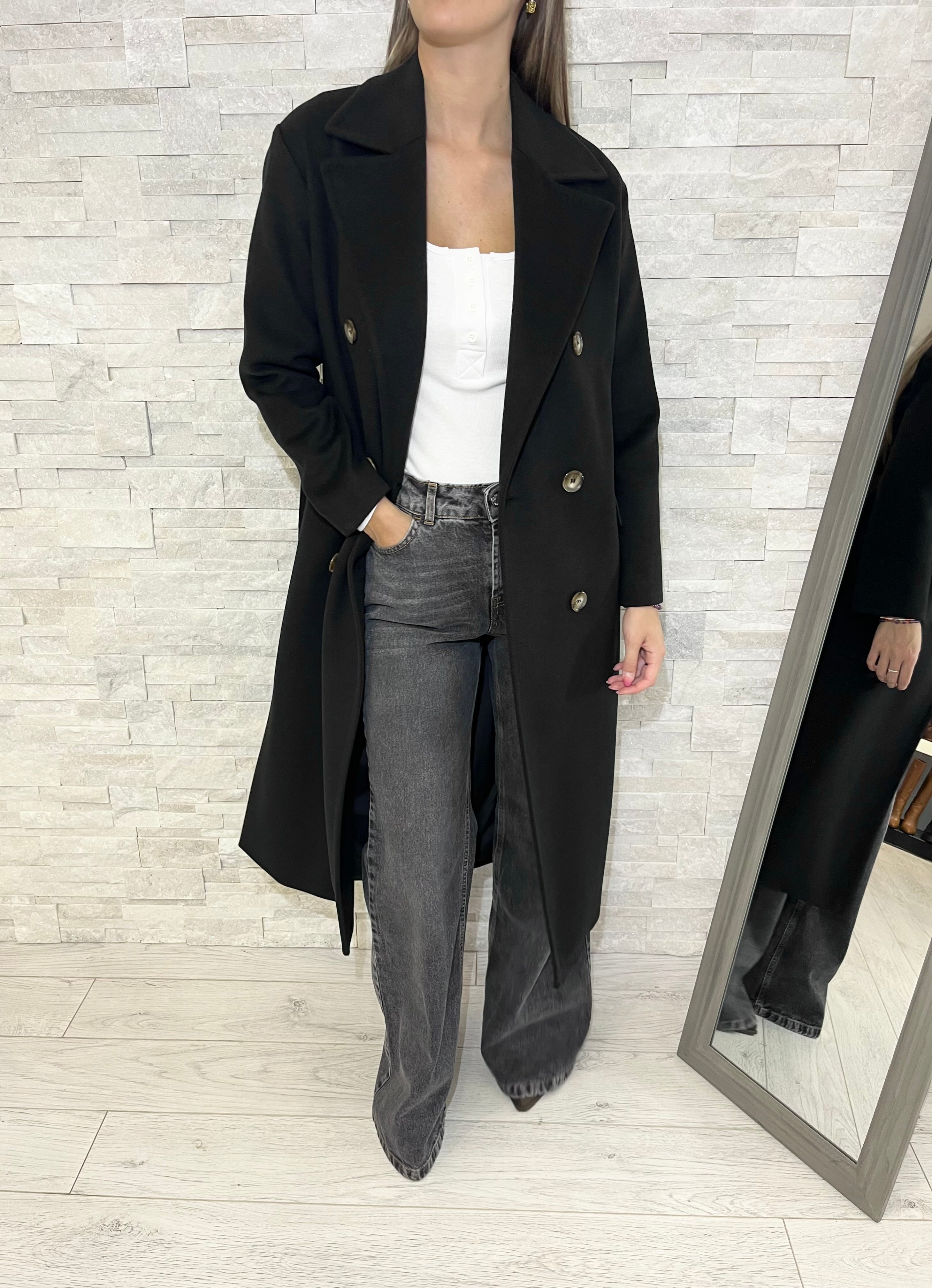 Cappotto doppiopetto nero