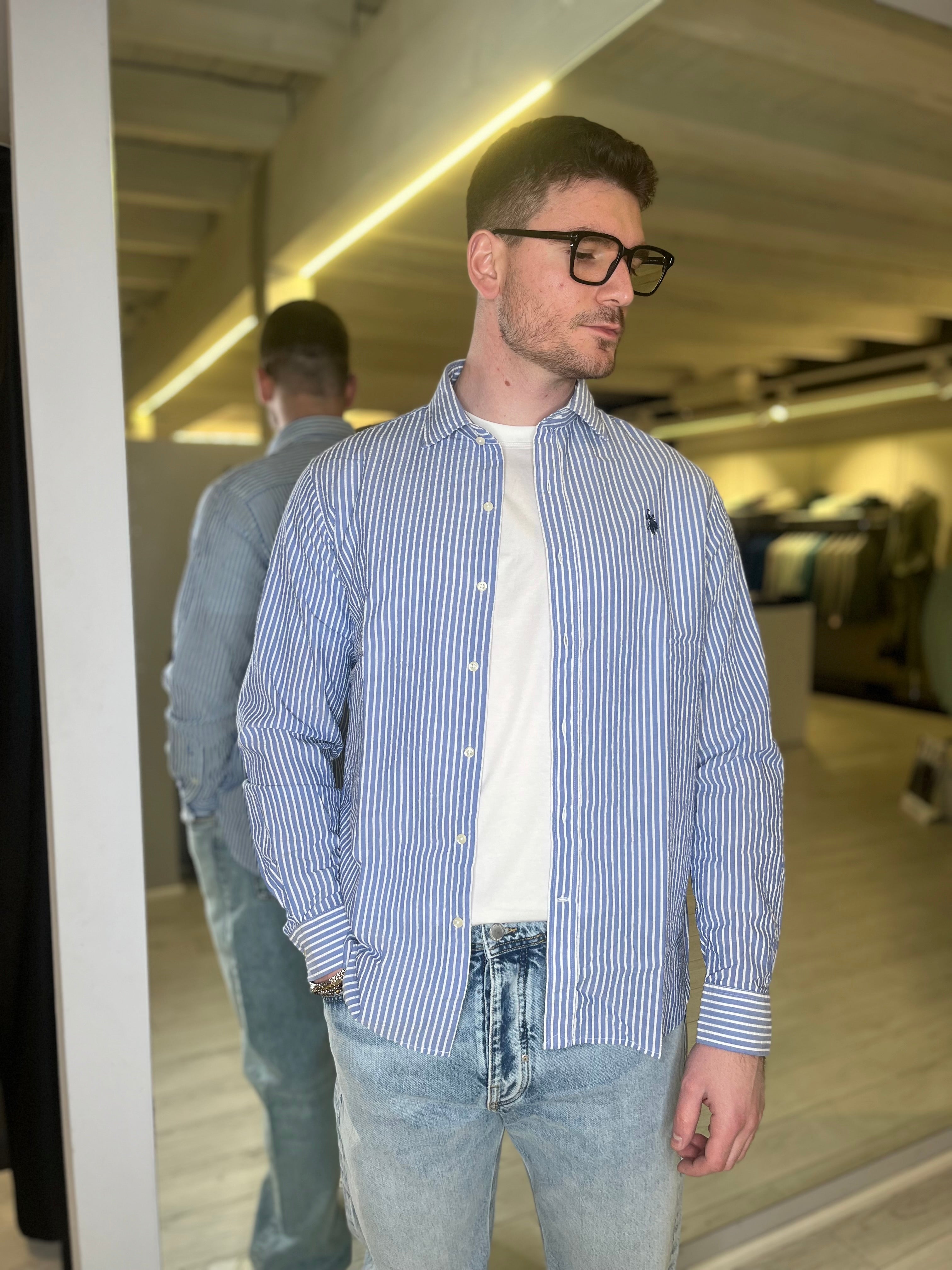 Camicia in cotone a righe