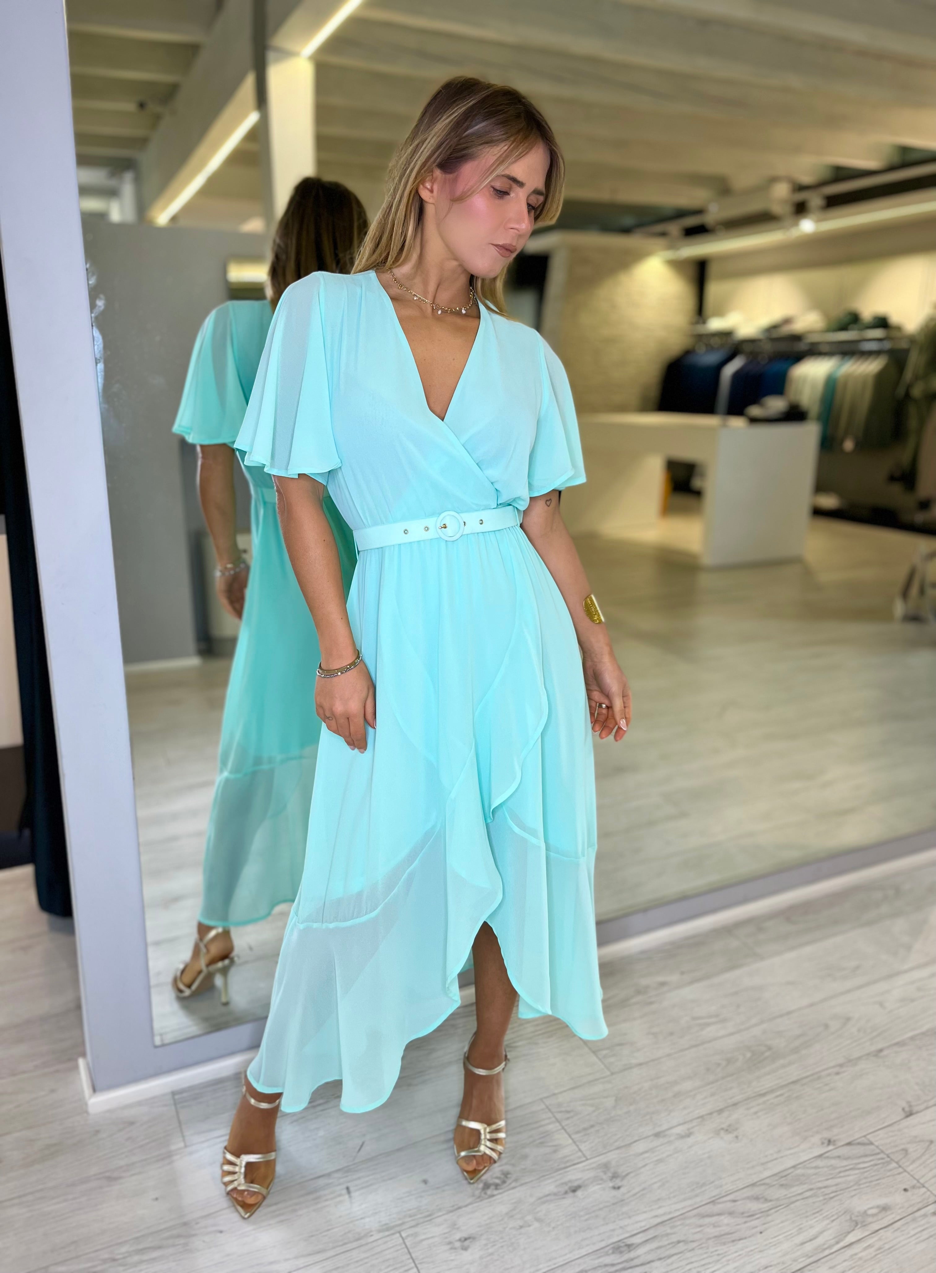 Abito midi acquamarina