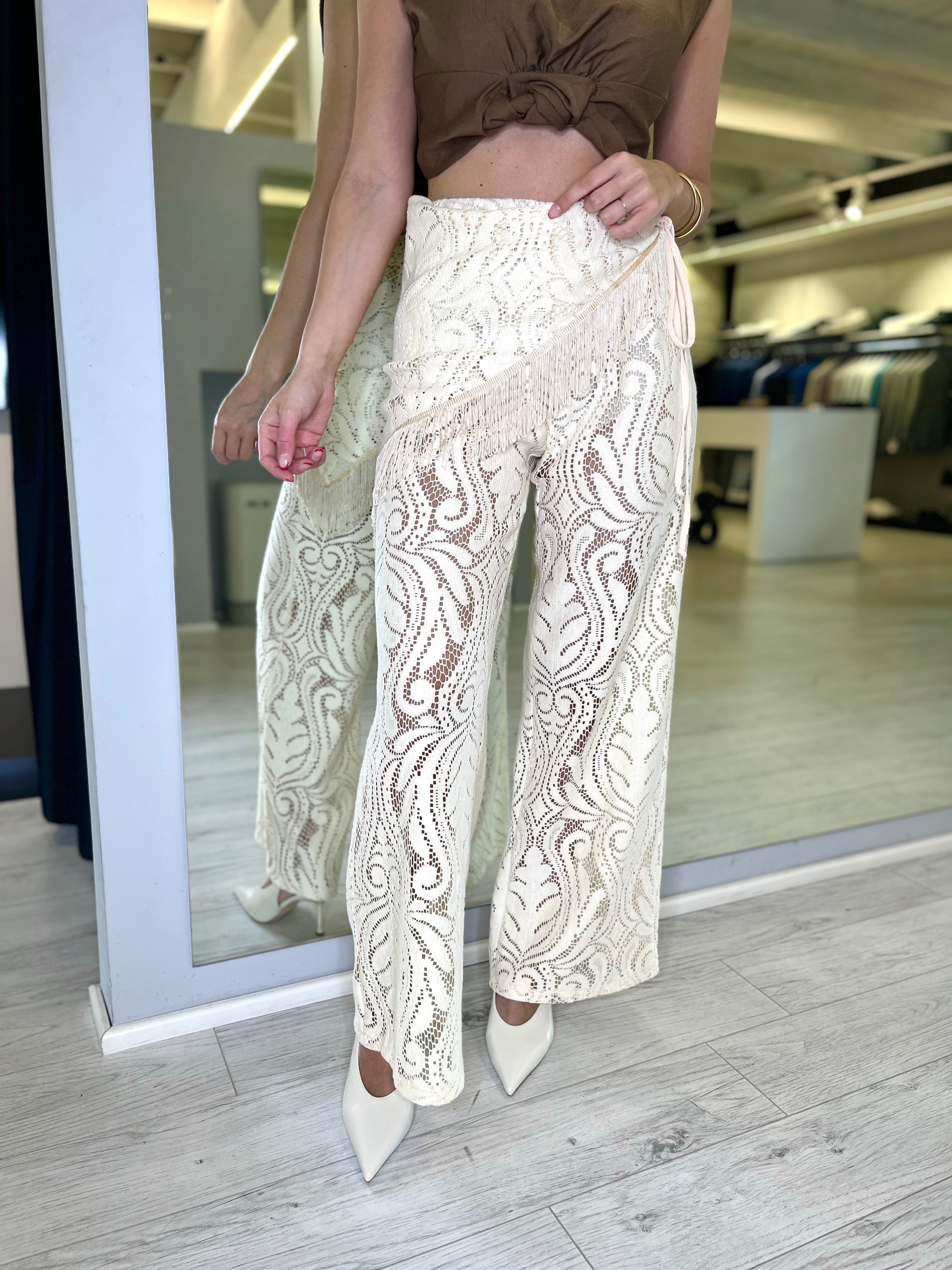 Pantalone crochet burro