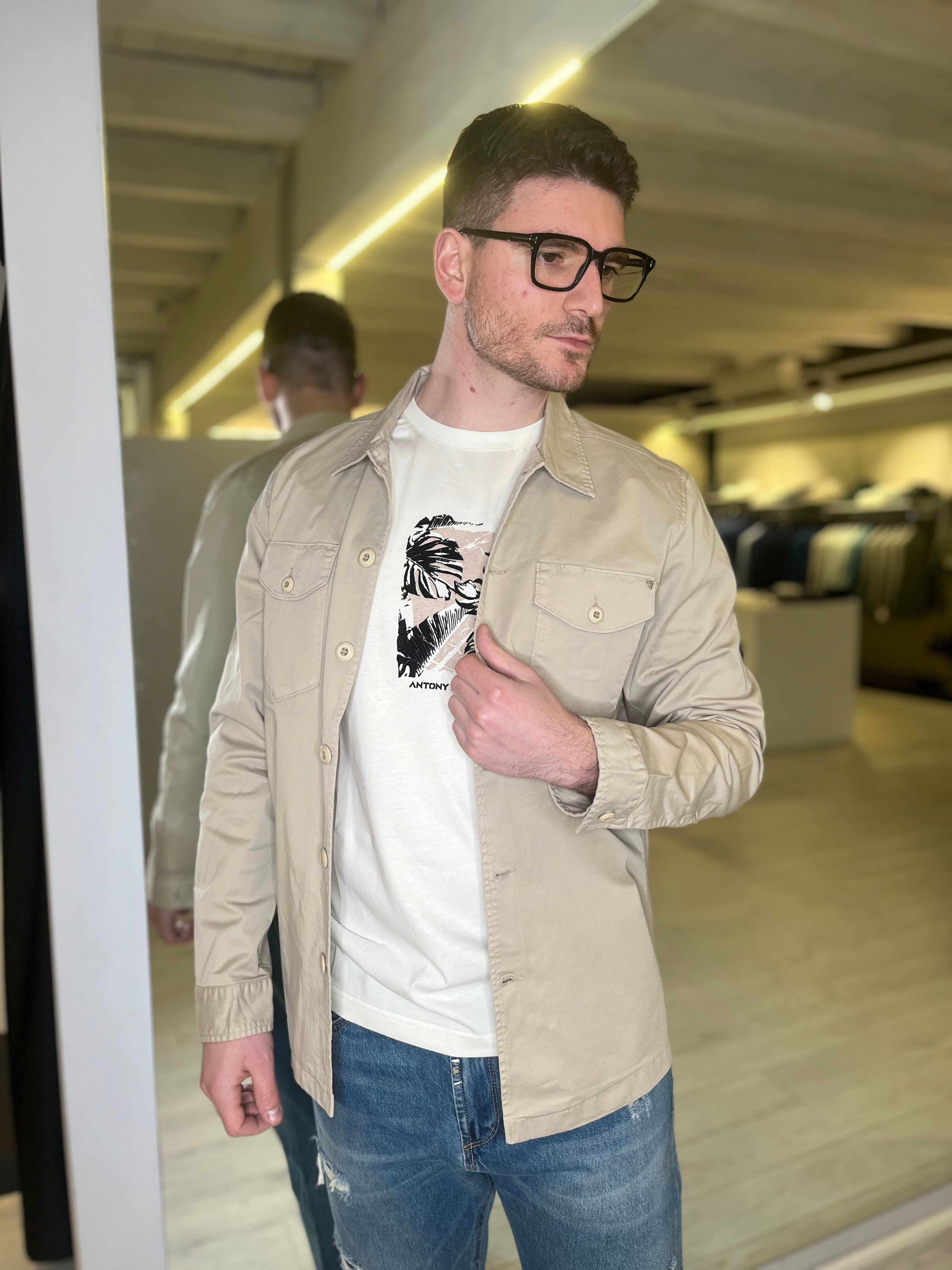 Camicia in cotone beige