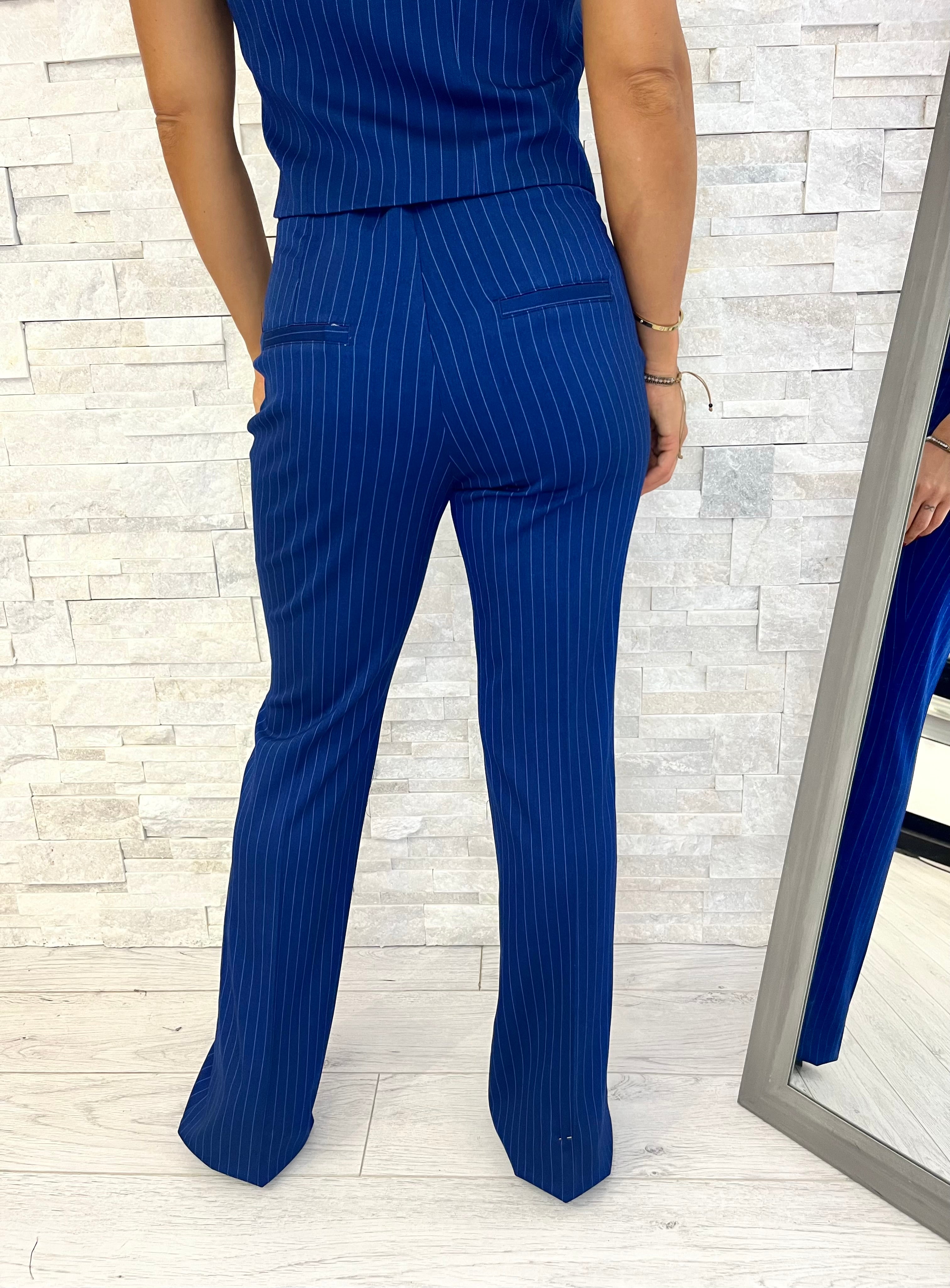 Tailleur gessato blu