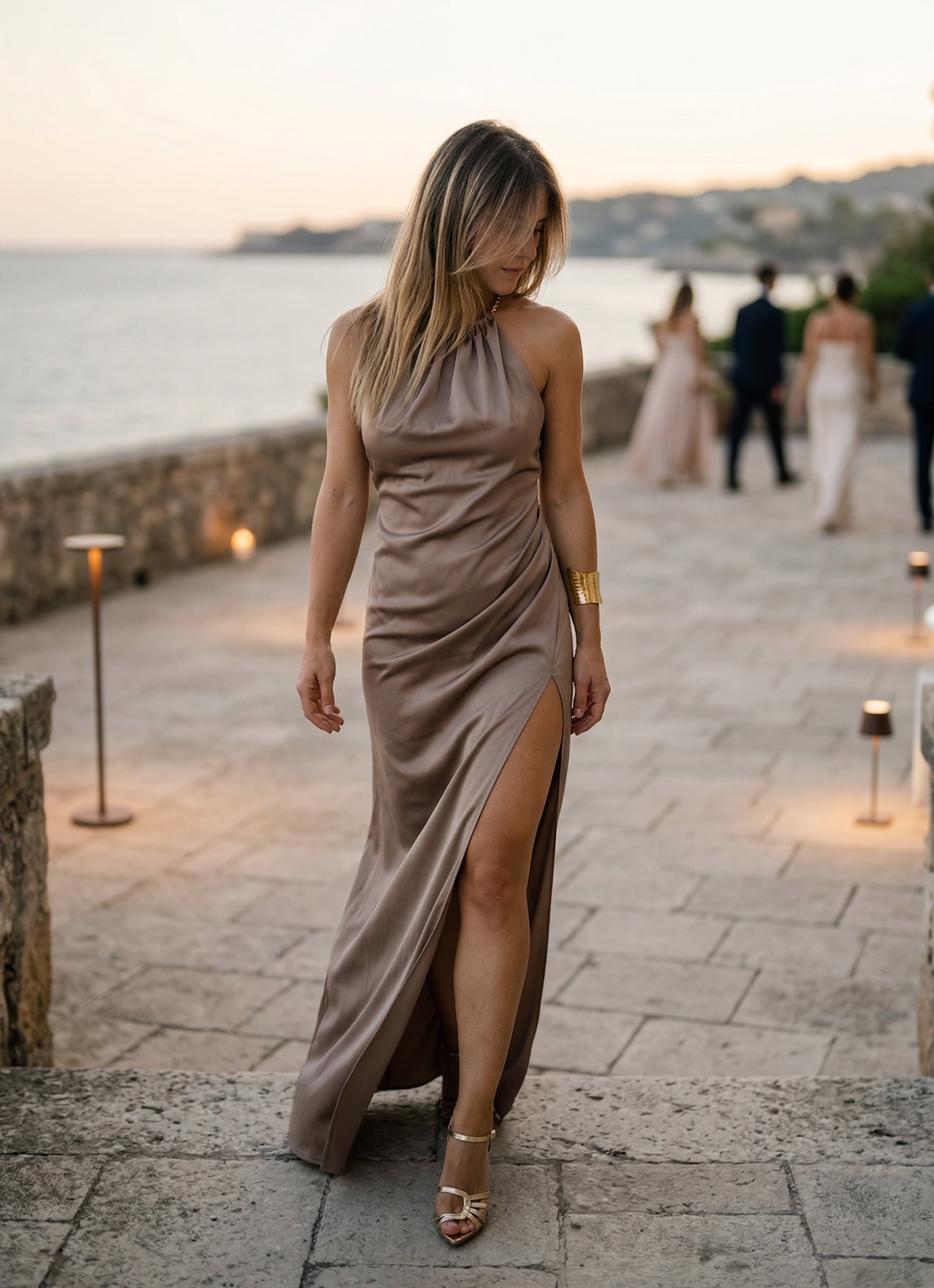 Sensual dress light coffee