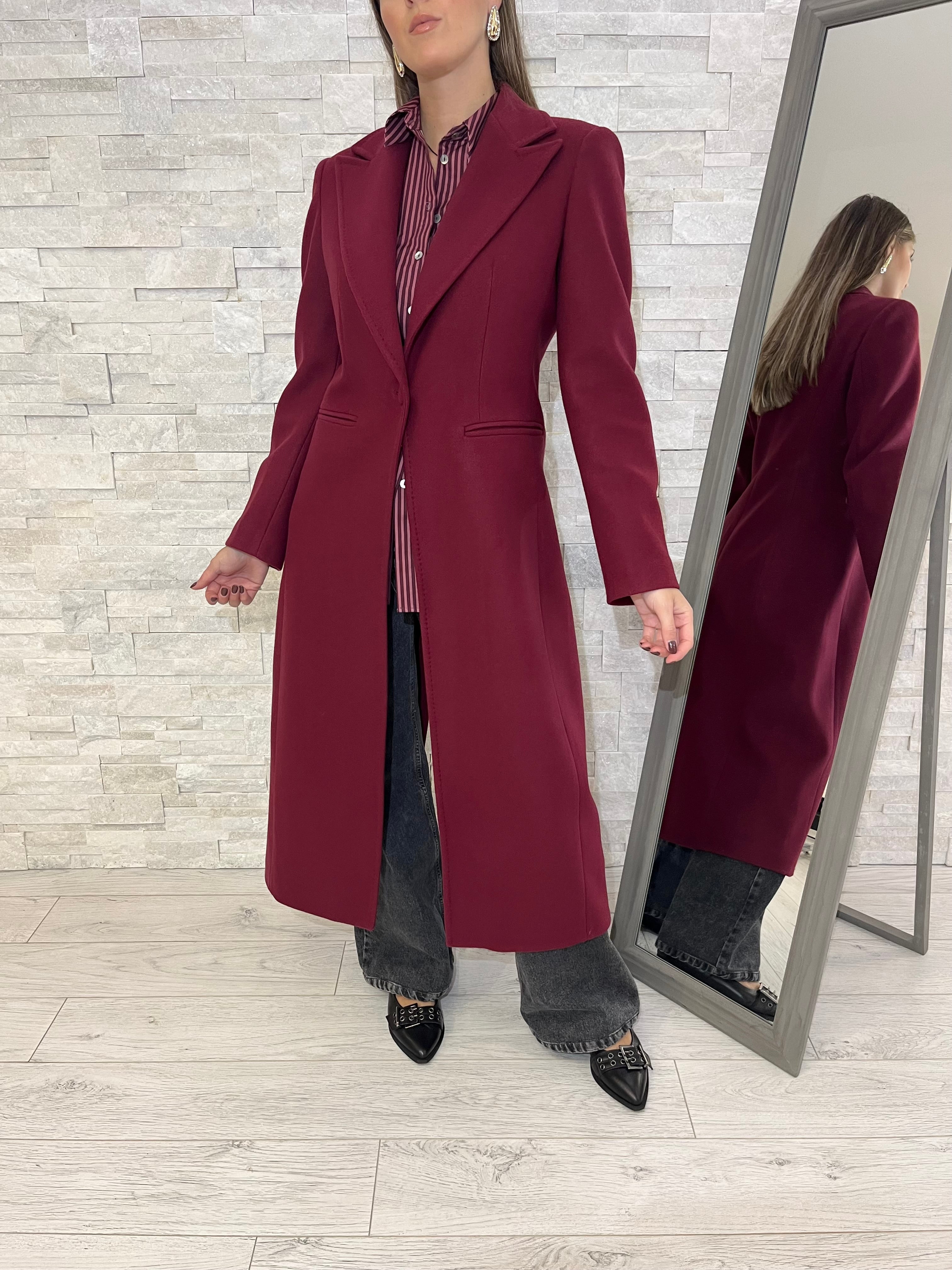 Cappotto monopetto bordeaux