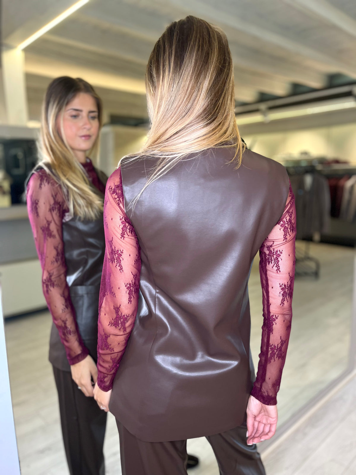 Set ecopelle gilet e pantalone