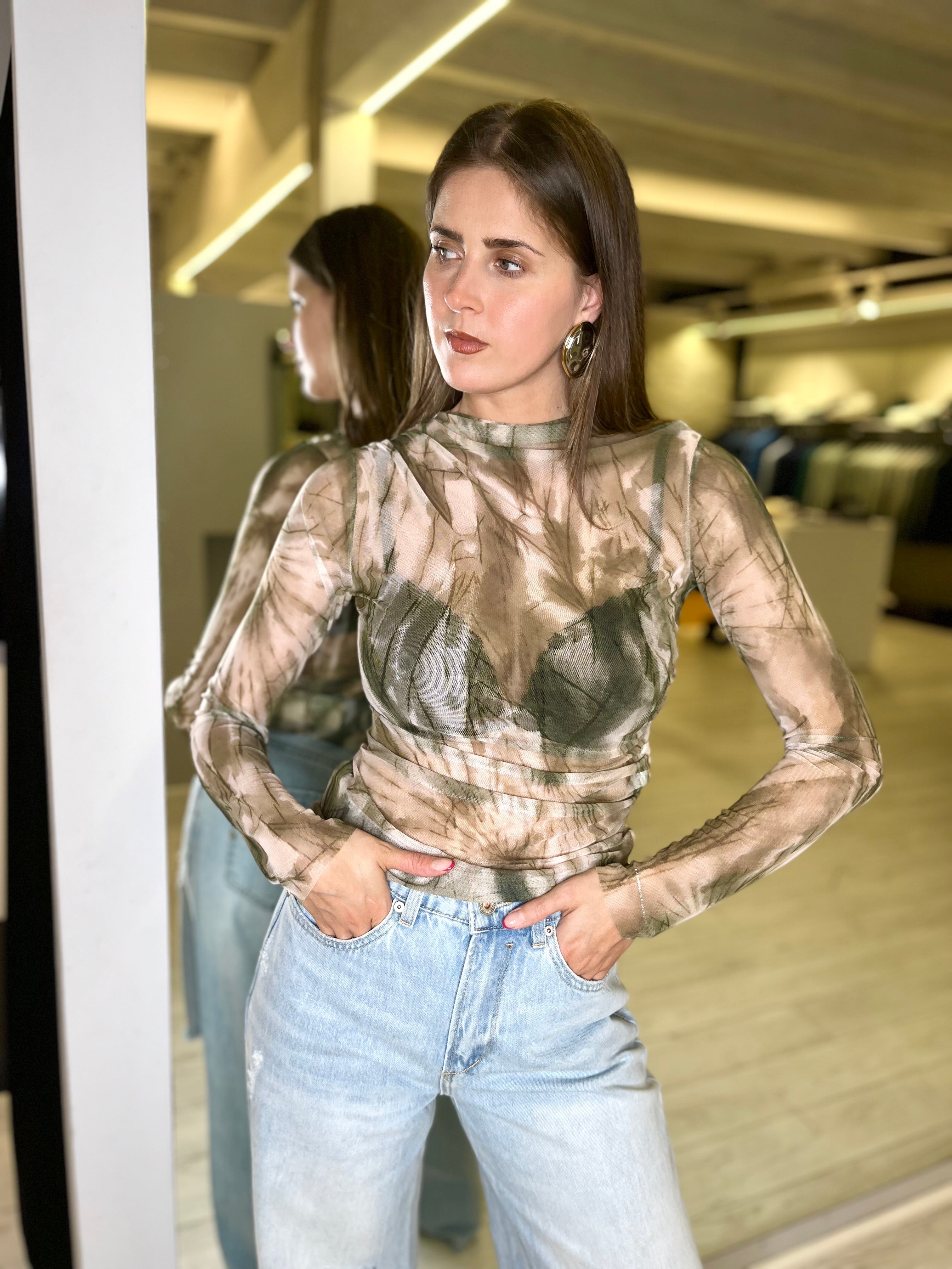 Maglia arricci fantasia