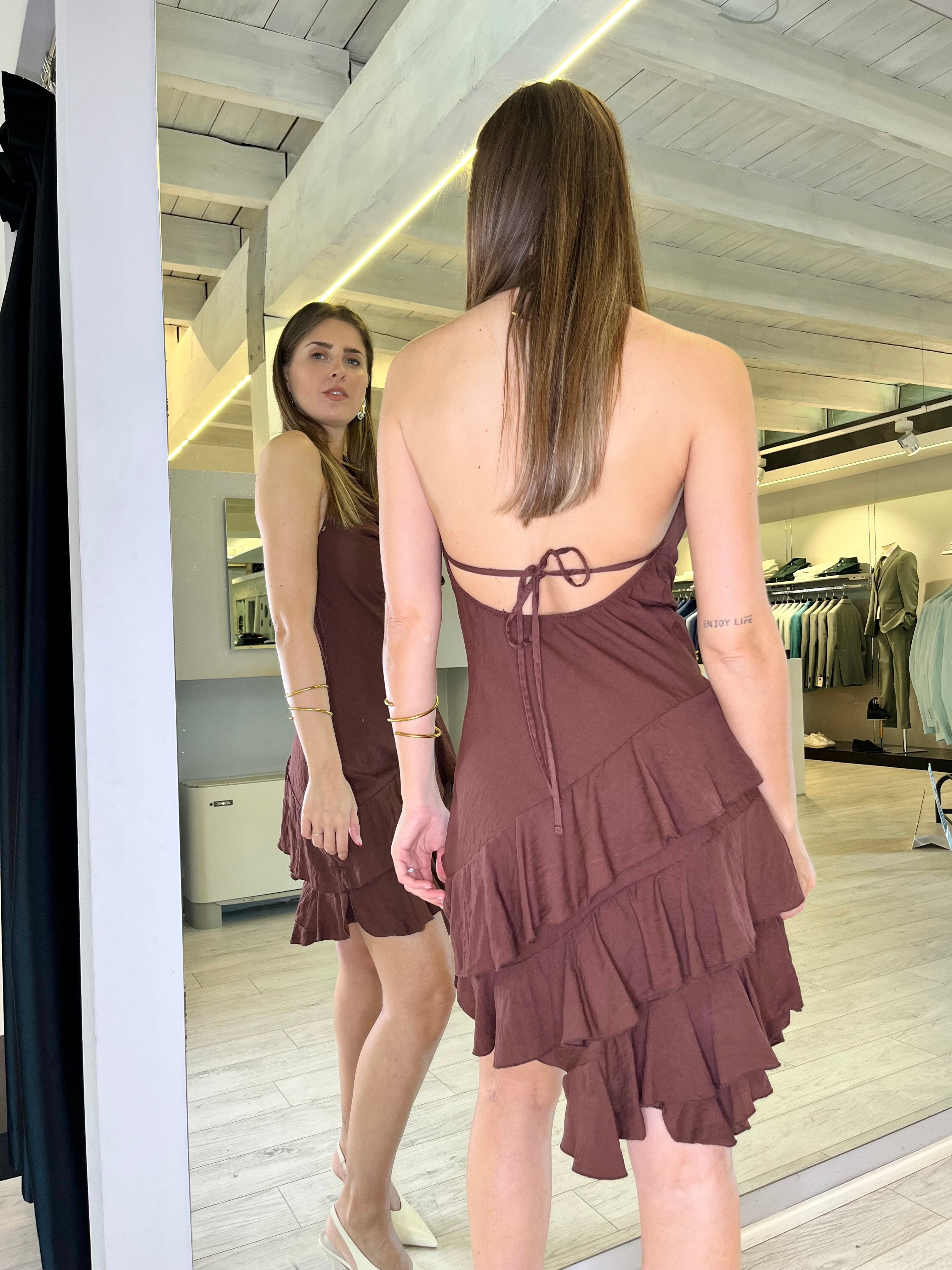 Abito con gale color cioccolato